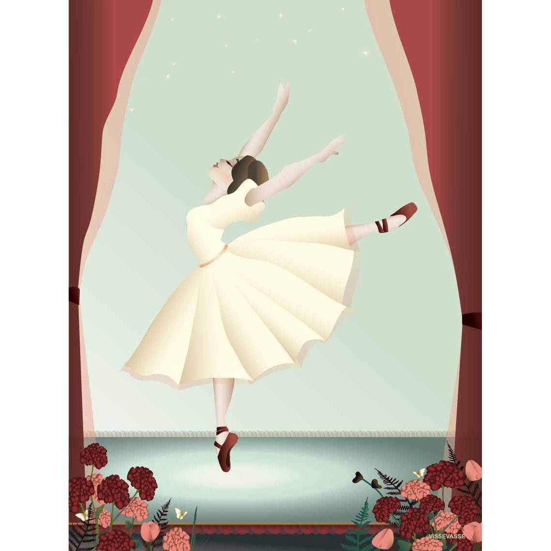 Vissevasse Ballerina -plakat, 15x21 cm
