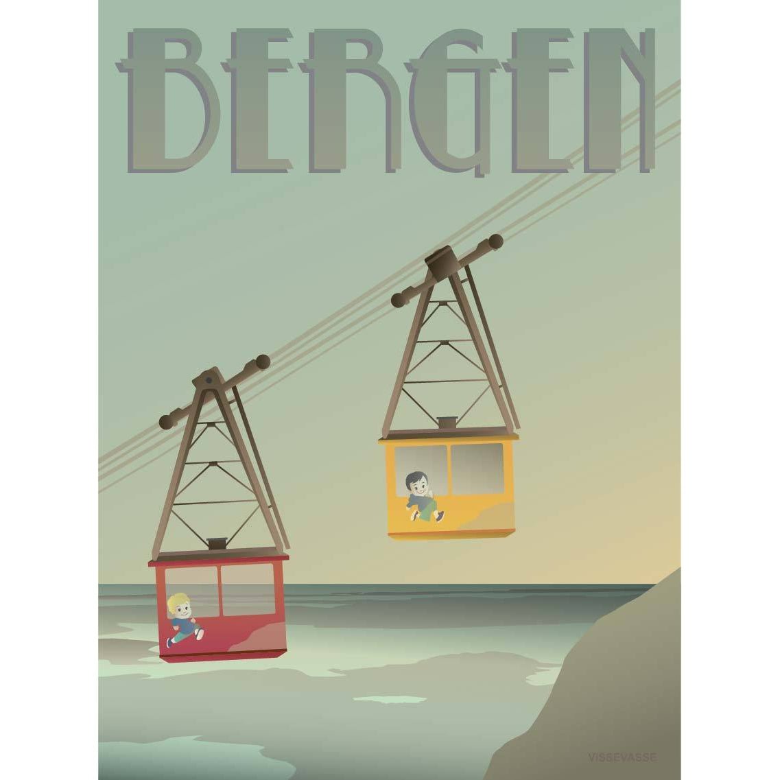 Vissevasse Bergen Ulriken -plakat, 15x21 cm