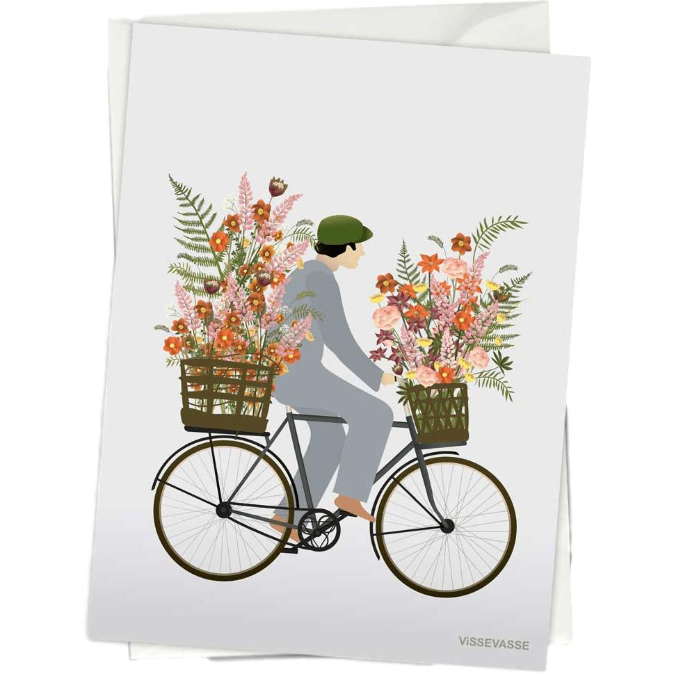 Vissevasse Bicycle With Flowers Anledningskort, 10,5x15