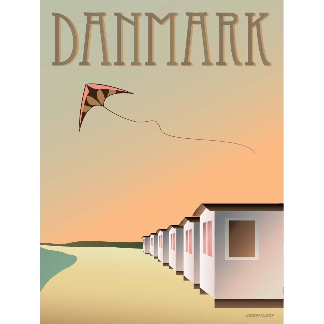 Vissevasse Danmark Bathing Houses Poster, 15x21 cm