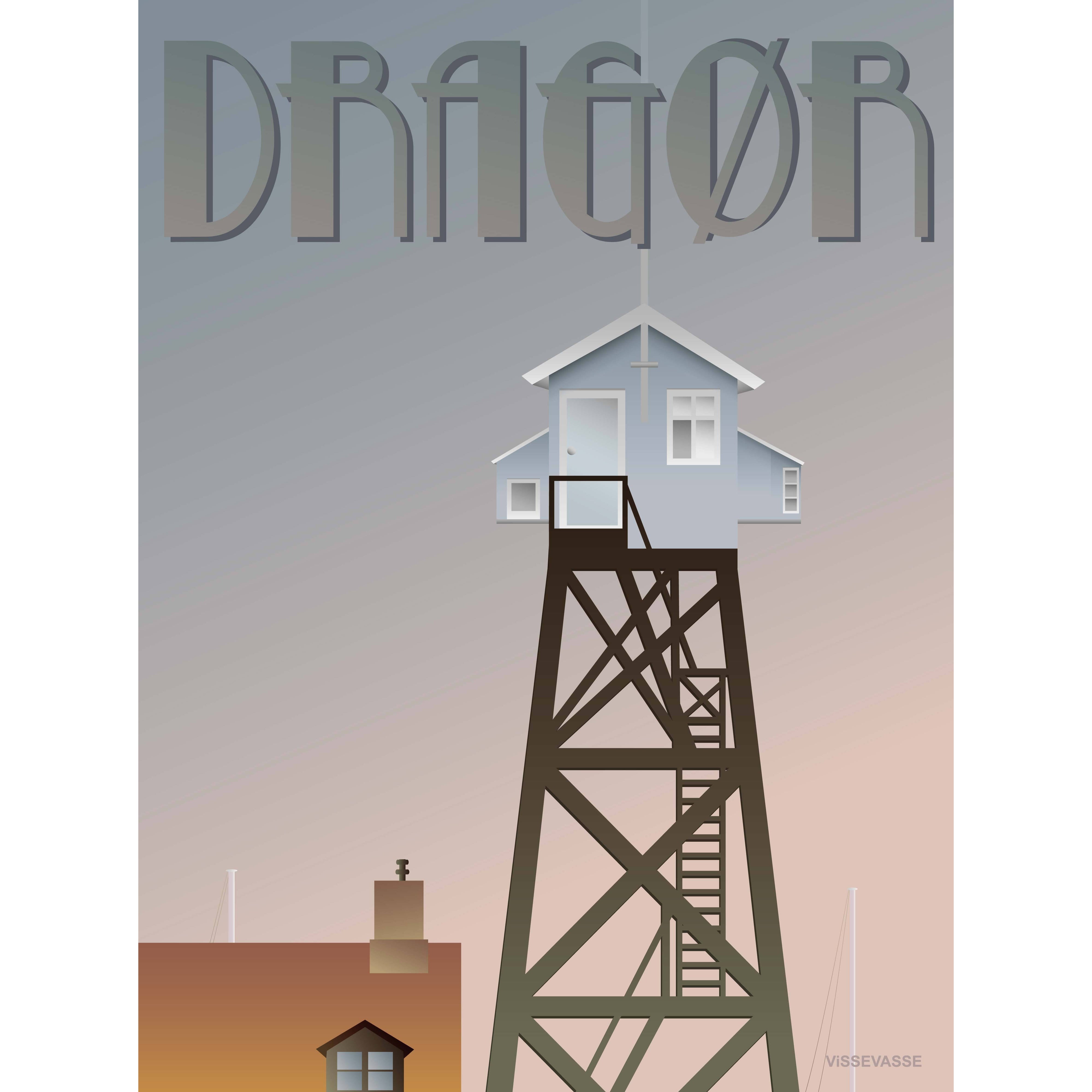 Vissevasse Dragør Lod Tower Poster, 15x21 cm