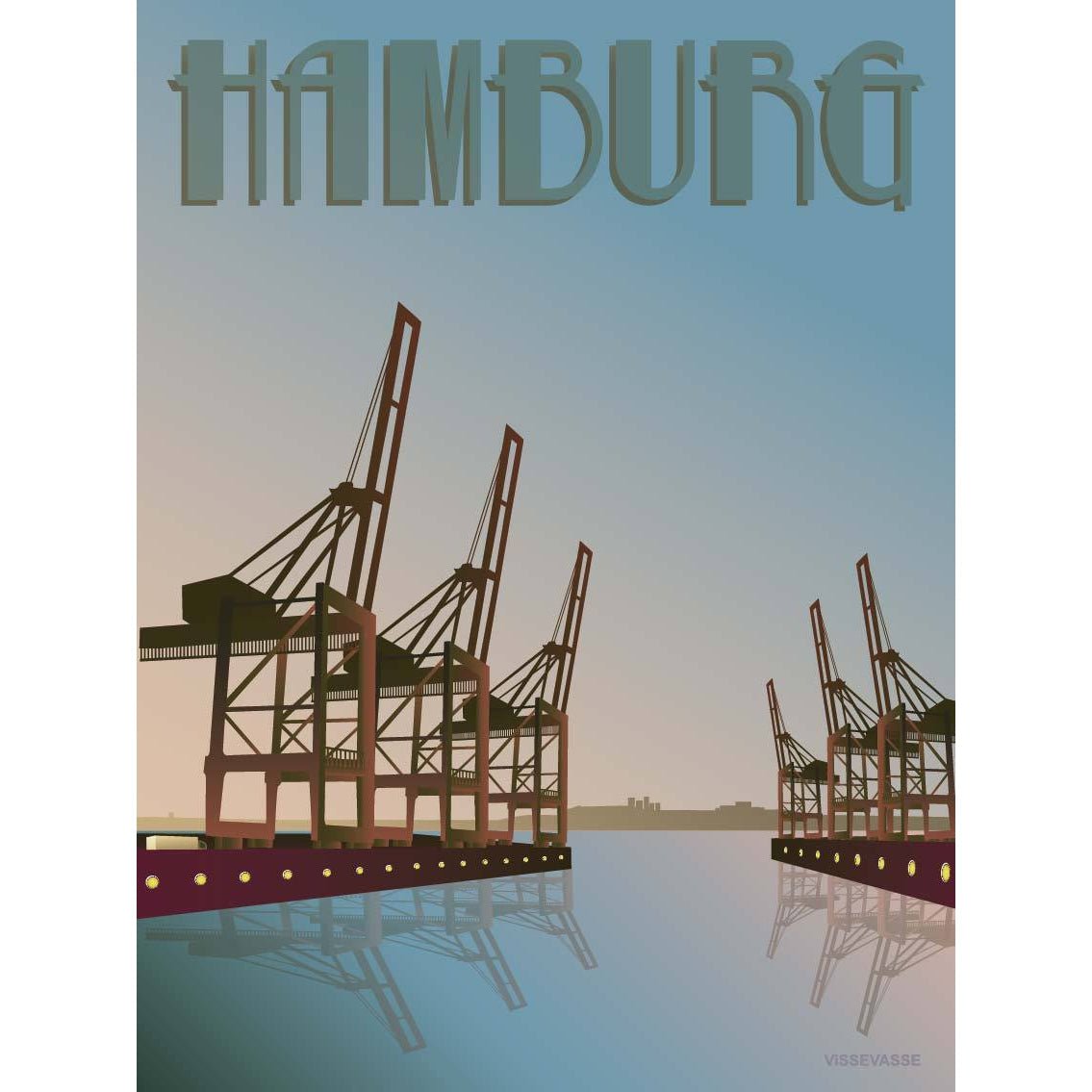 Vissevasse Hamburg Cranes Poster, 15x21 cm