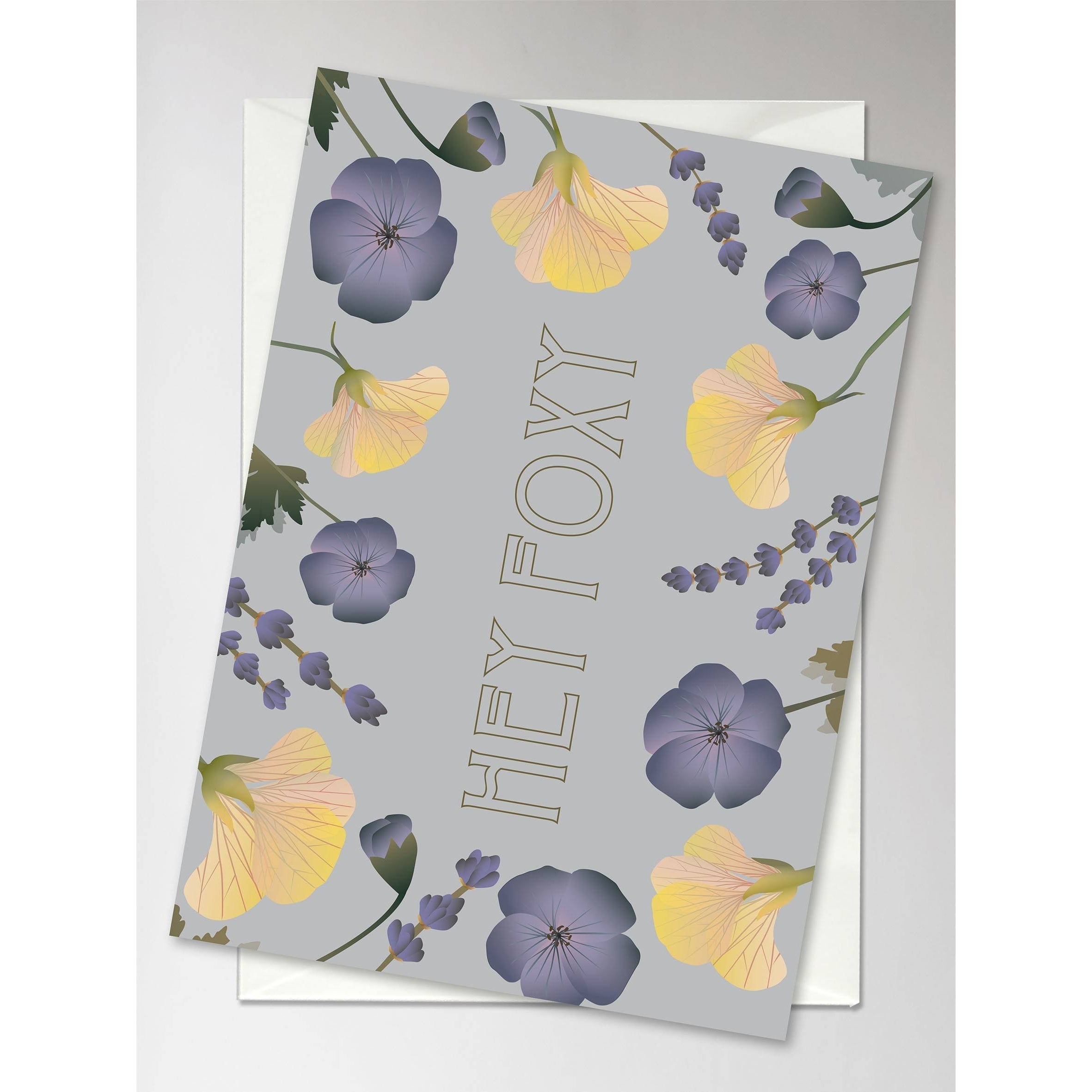 Vissevasse Hei Foxy Flower Bouquet Raises Card, 10.5x15cm