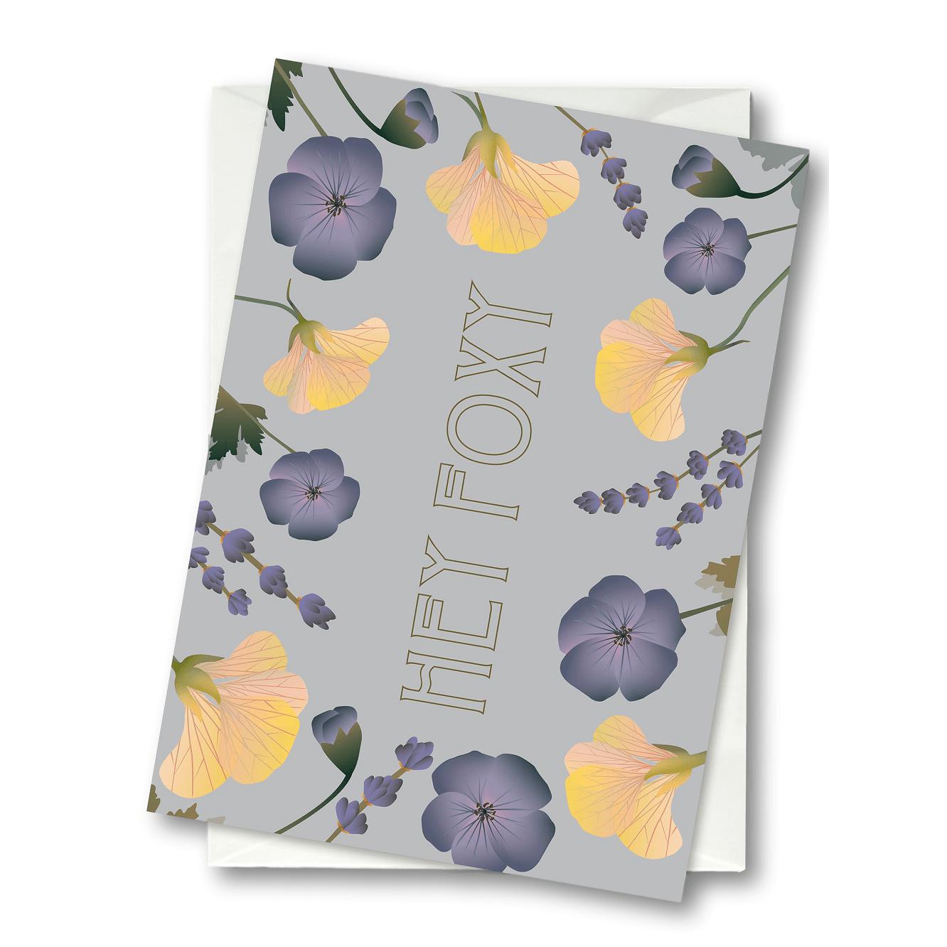 Vissevasse Hei Foxy Flower Bouquet Raises Card, 10.5x15cm