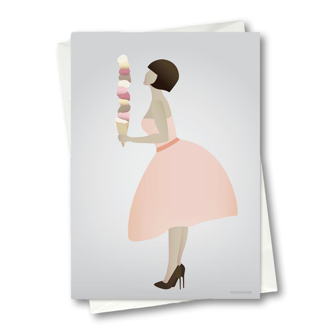 Vissevasse Ice Cream Lady Nice Card, 10.5x15cm