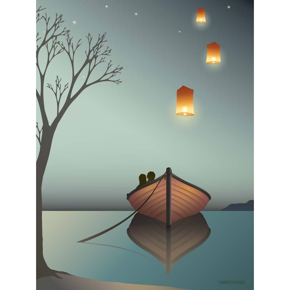 Vissevasse Lanterns -plakat, 15x21 cm
