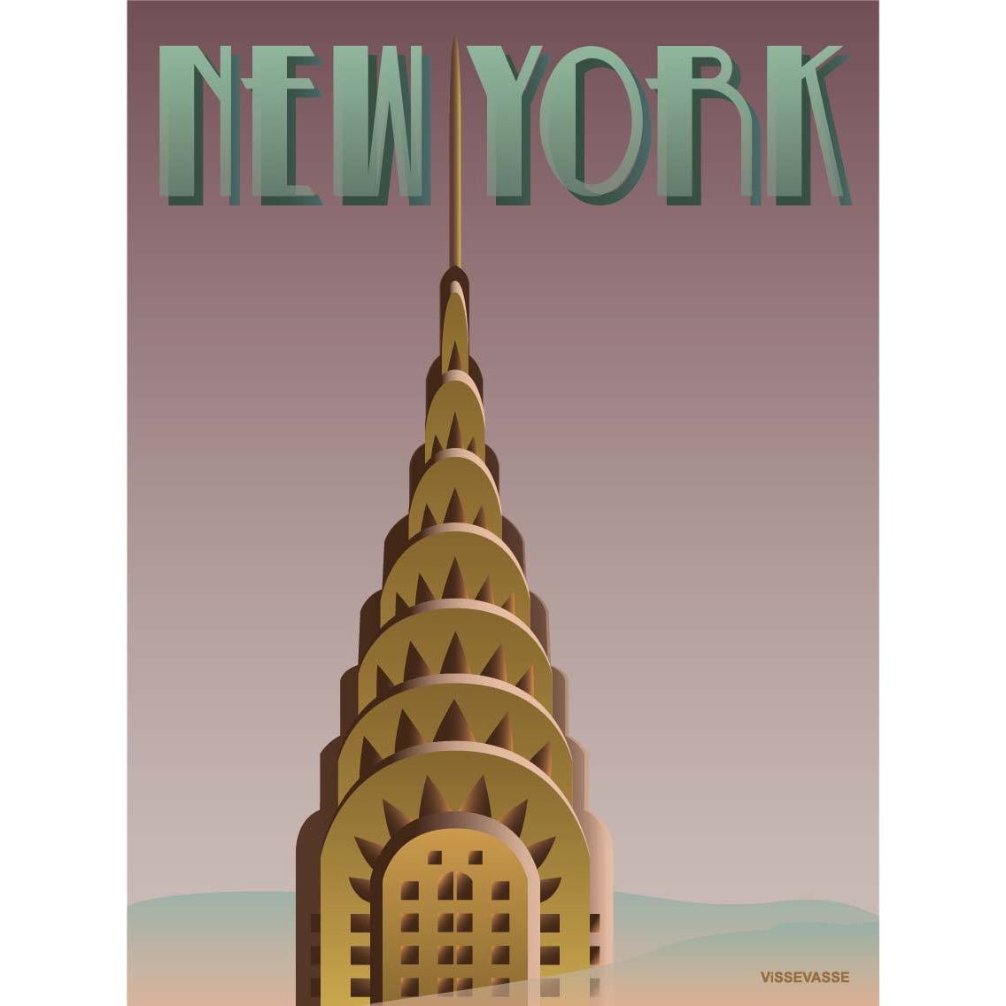 Vissevasse New York Chrysler -plakat, 15x21 cm