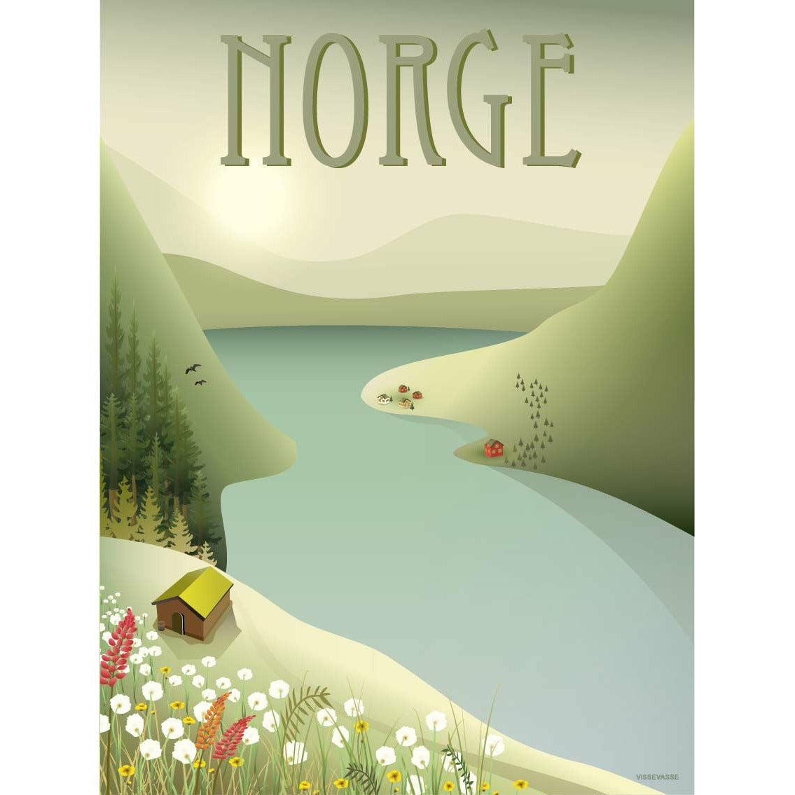 Vissevasse Norge Fjeldet Plakat, 30x40 cm