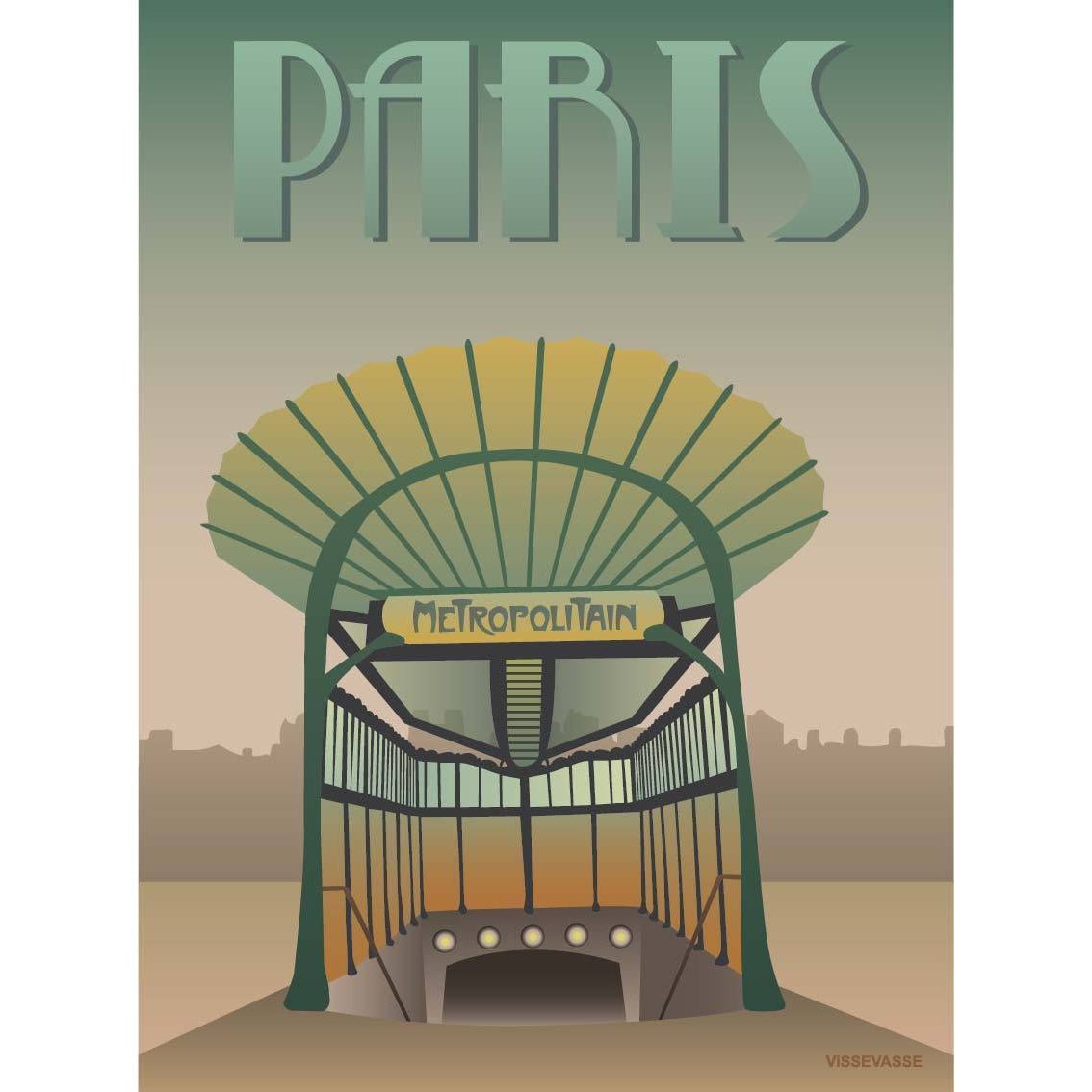 Vissevasse Paris Metro -plakat, 15x21 cm