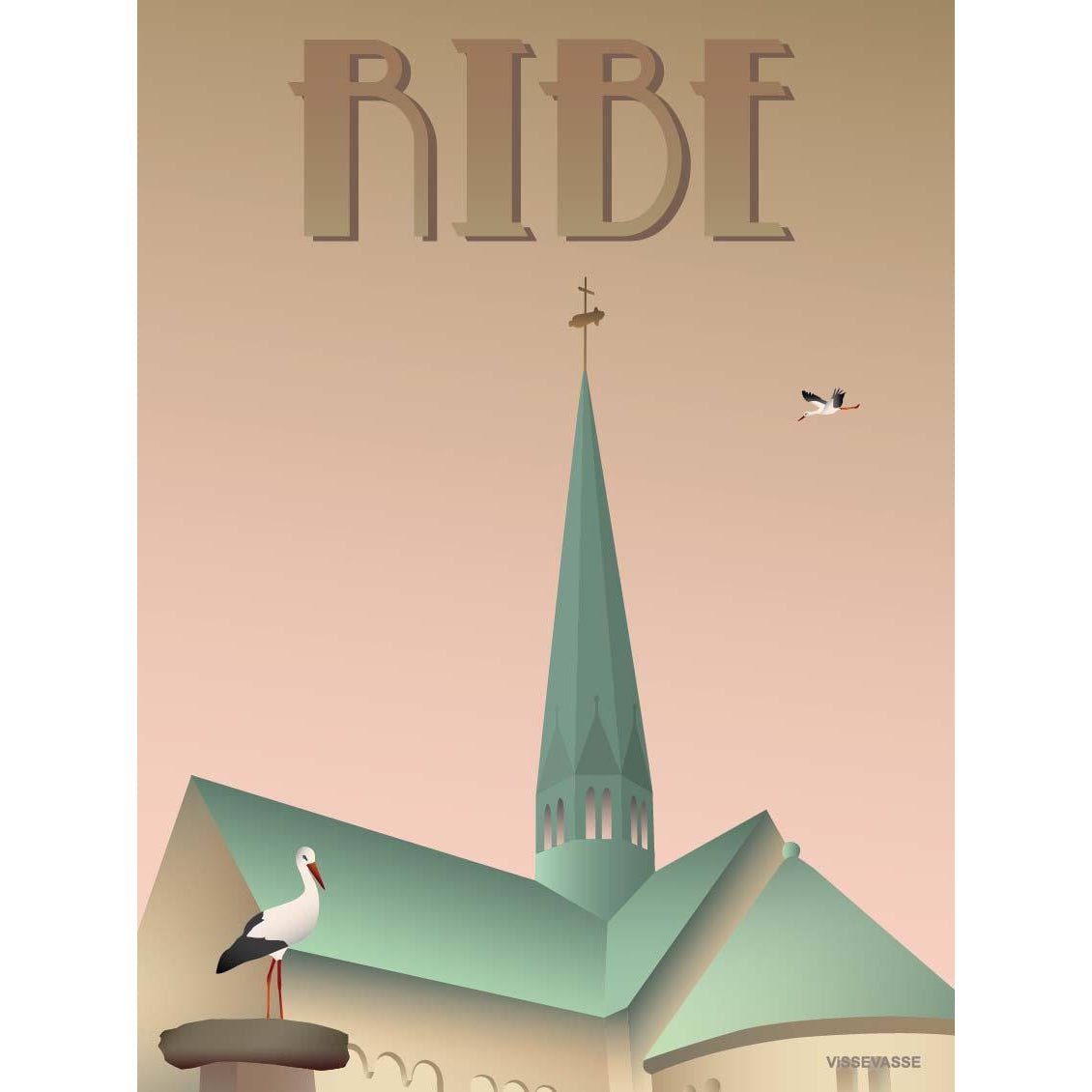 Vissevasse Ribe Storks Poster, 15x21 cm