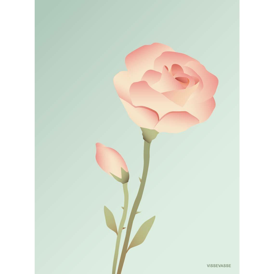 Vissevasse Rose Anledningskort, Mint, 15X21 Cm