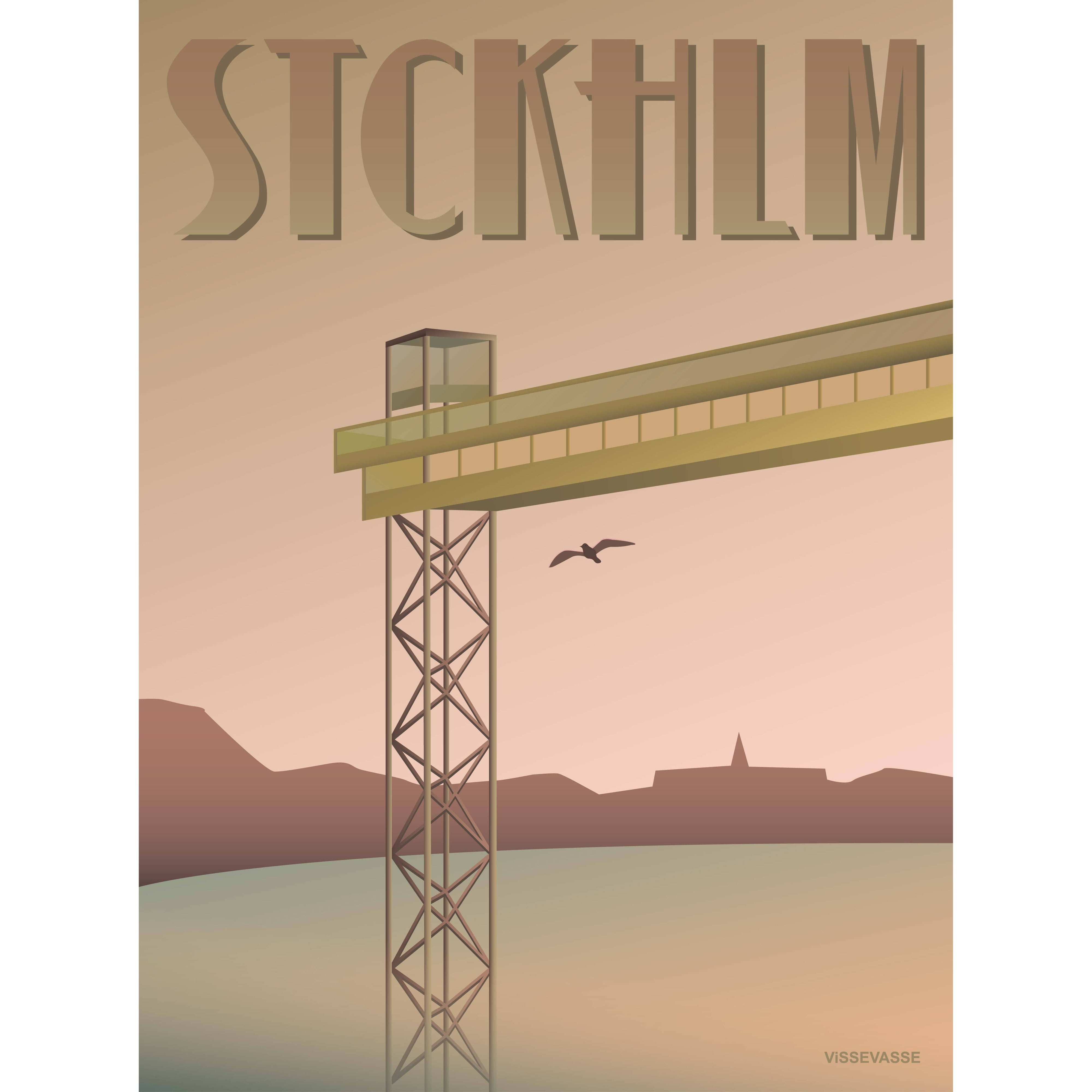 Vissevasse Stockholm Catarinahissen -plakat, 15x21 cm