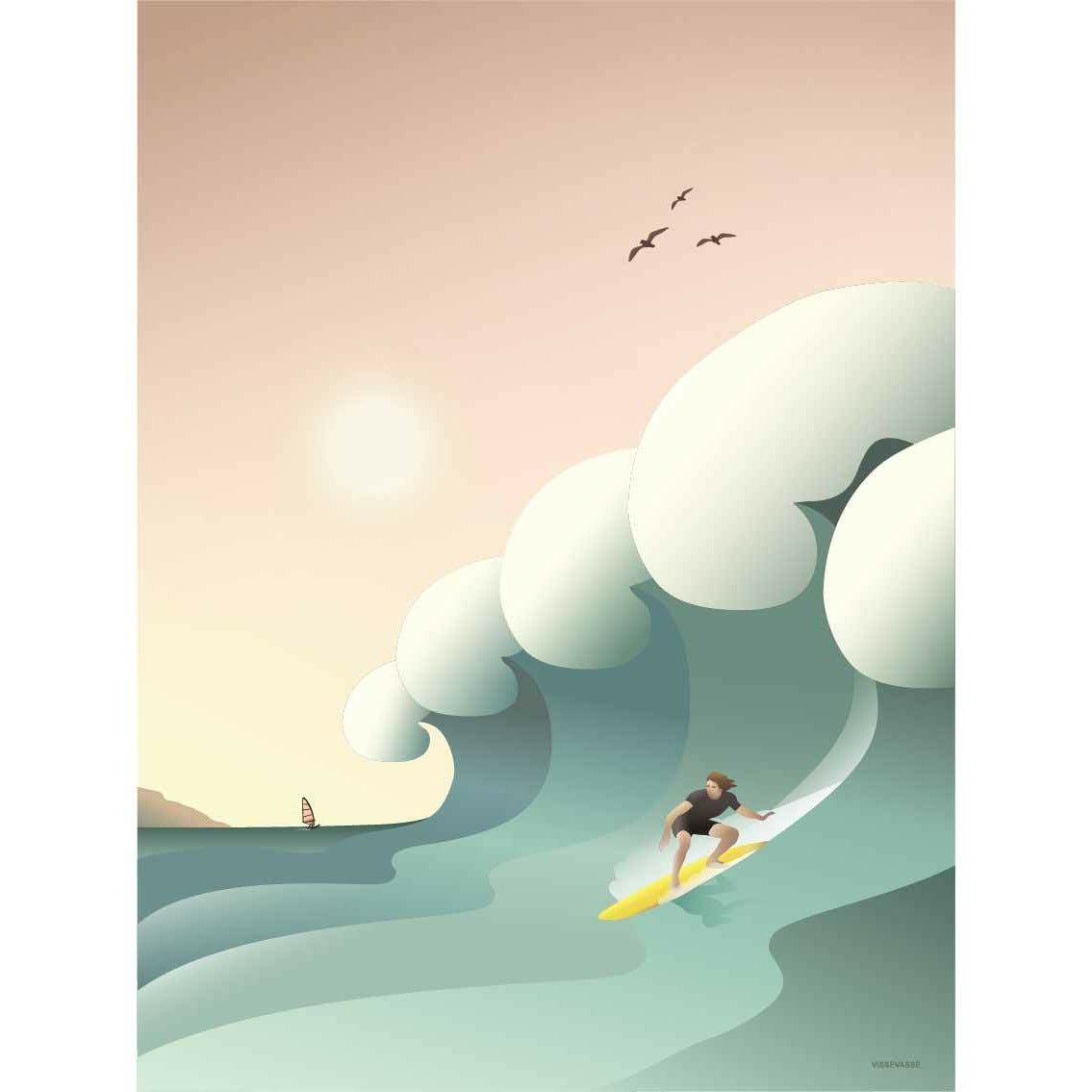 Vissevasse Surfer Plakat, 30X40 Cm