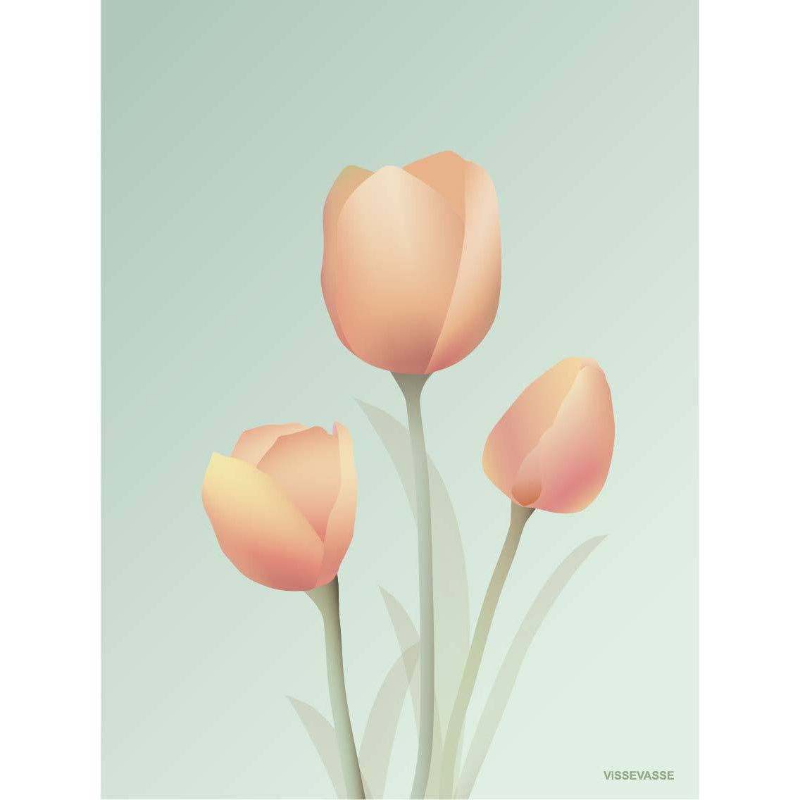 Vissevasse Tulips -plakat, mynte, 15x21 cm