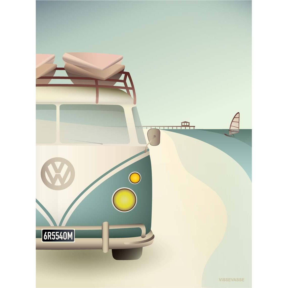 Vissevasse VW Camper Plakat, 15X21 Cm