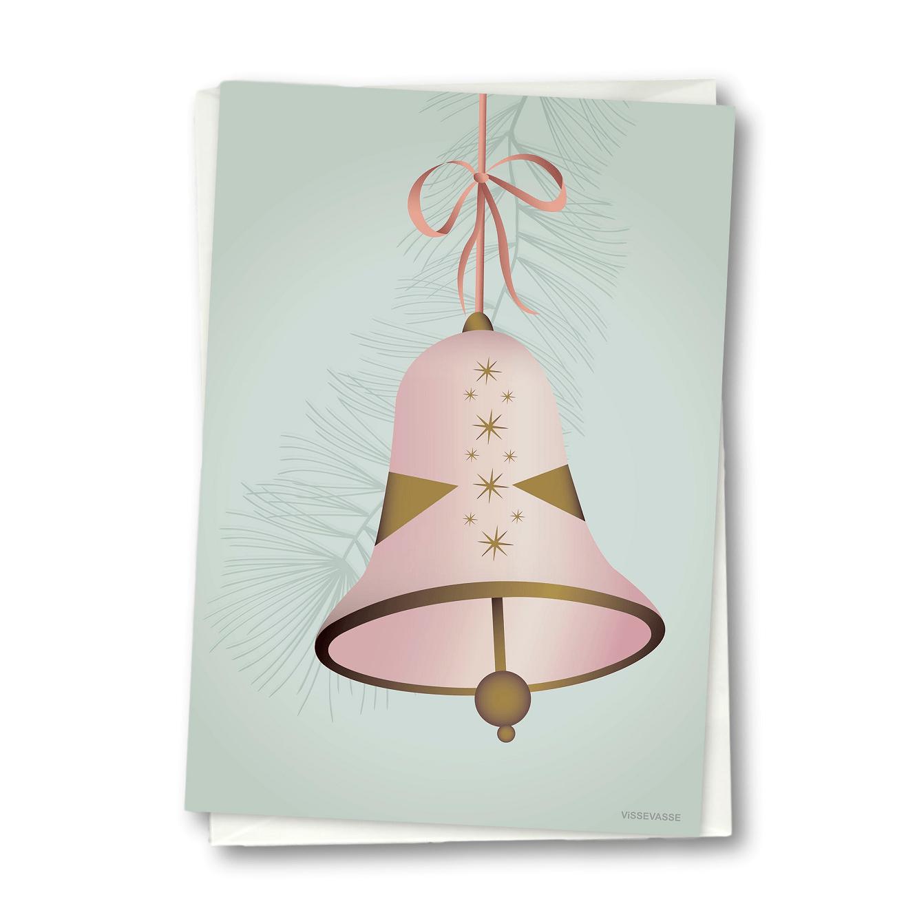 Vissevasse Juleklokker sporadisk kort, rosa, 10,5x15 cm