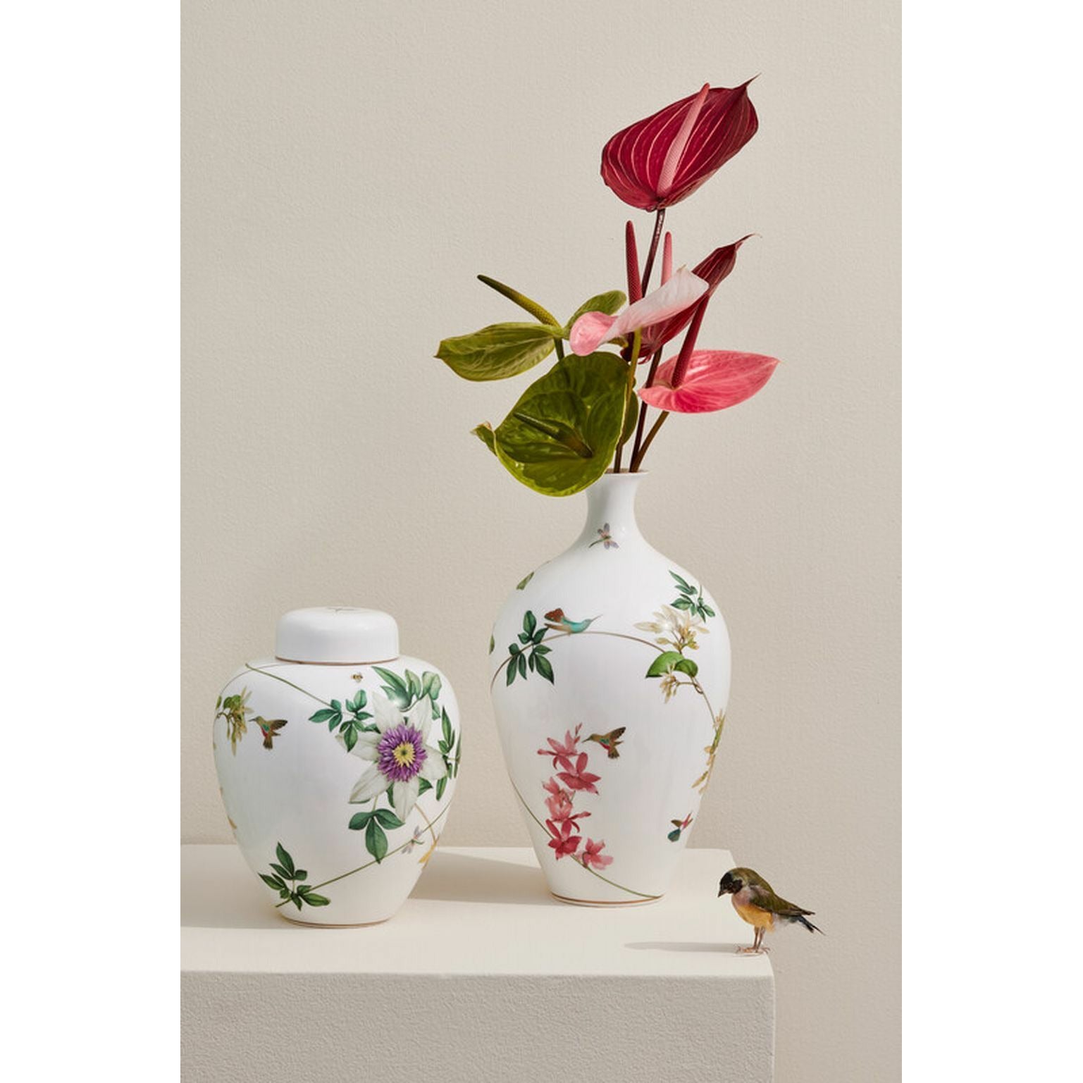 Wedgwood Hummingbird Vase Med Låg , H 25 Cm