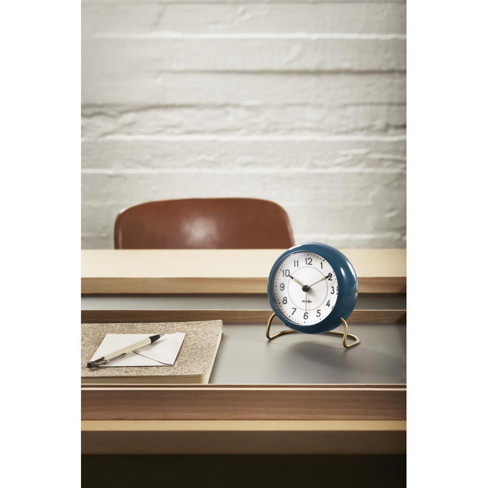 [product_category]-Arne Jacobsen Station Table Clock With Alarm, Petrol-Arne Jacobsen-5709513436782-43678-ARN-4