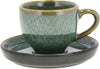 Bitz Espresso Cup With Saucer, Green/Black