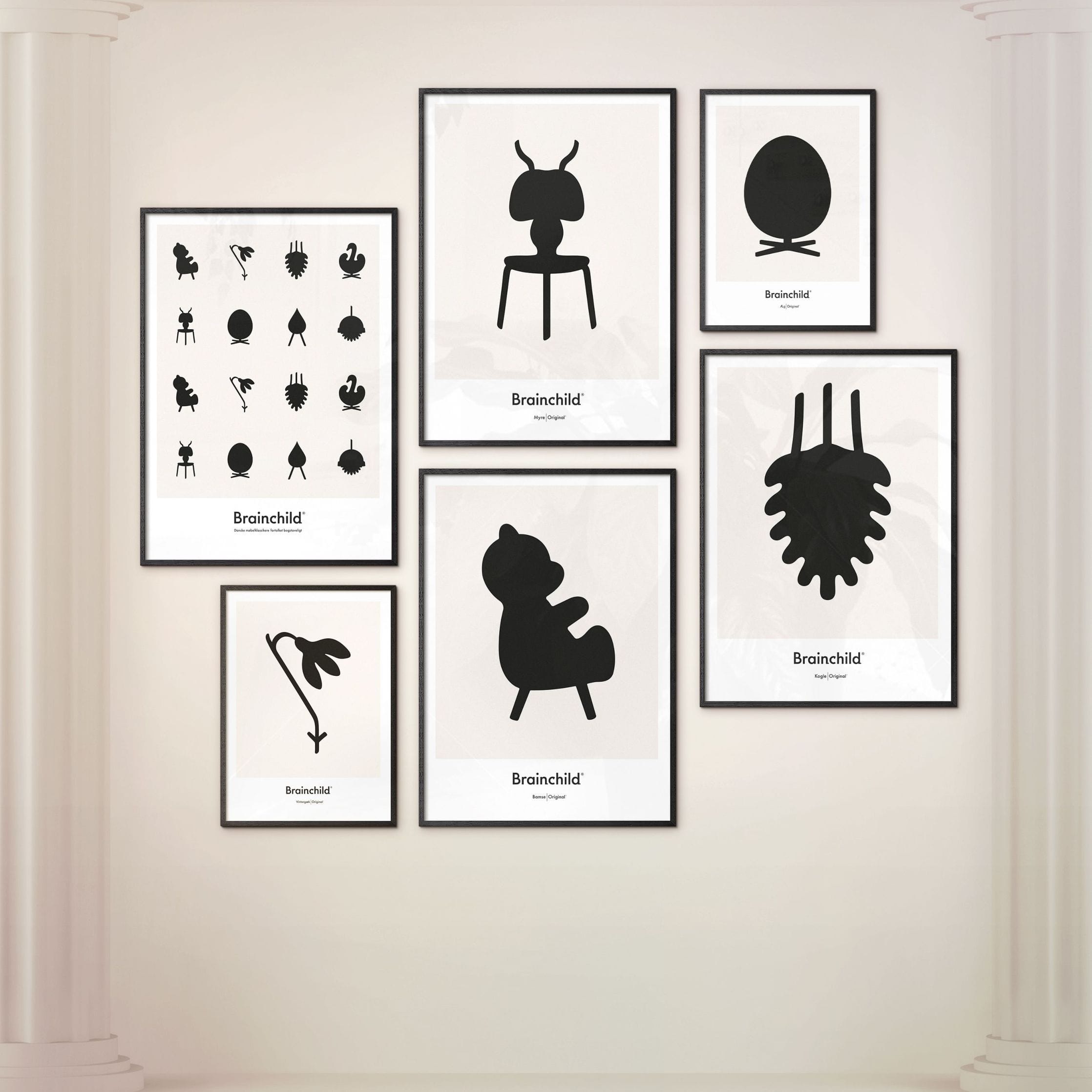 [product_category]-Brainchild Ant Design Icon Poster, Frame Made Of Black Lacquered Wood 50 X70 Cm, Grey-Brainchild-IG-41003-C-BRA-10