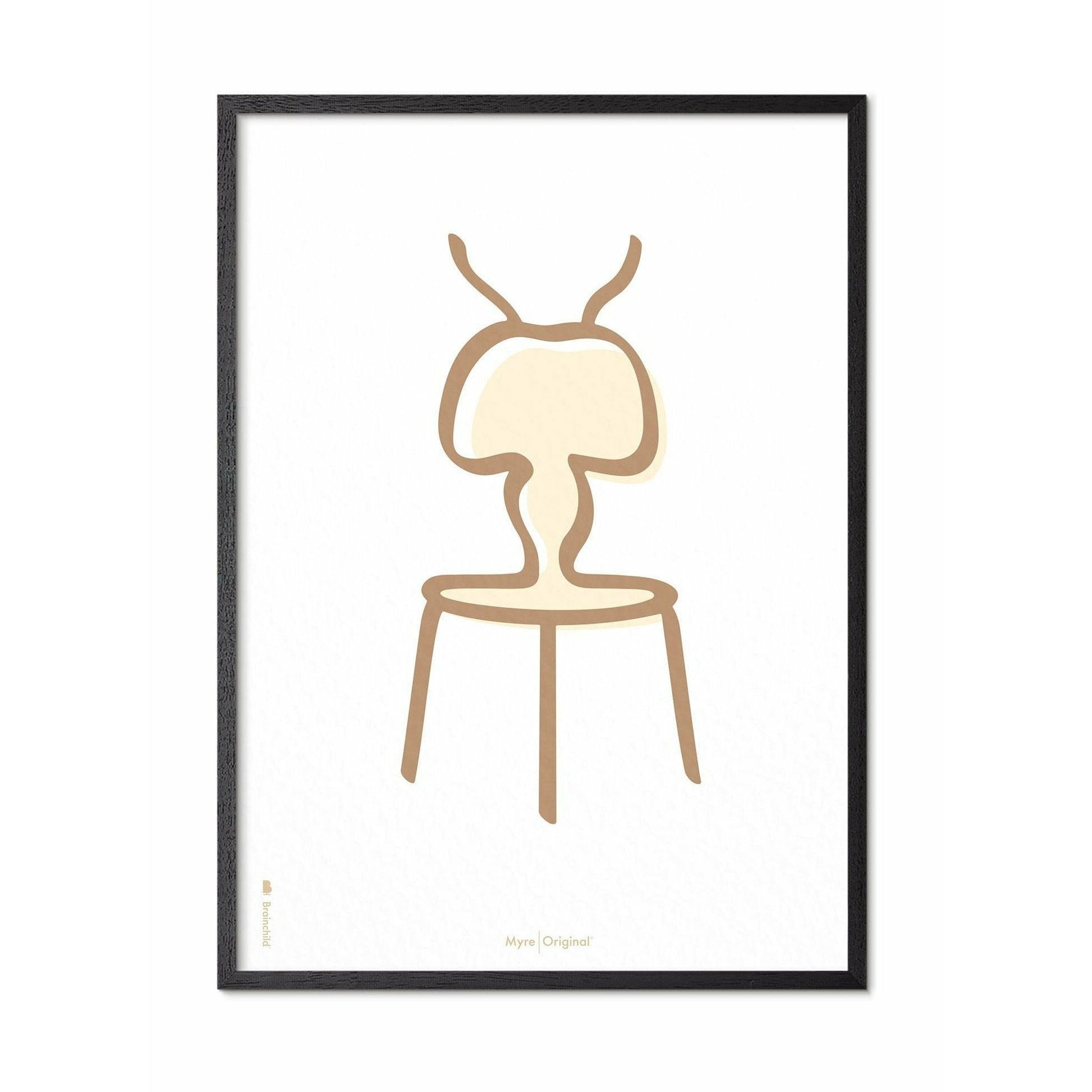 [product_category]-Brainchild Ant Line Poster, Frame In Black Lacquered Wood A5, White Background-Brainchild-SH-41001-C-BRA-1