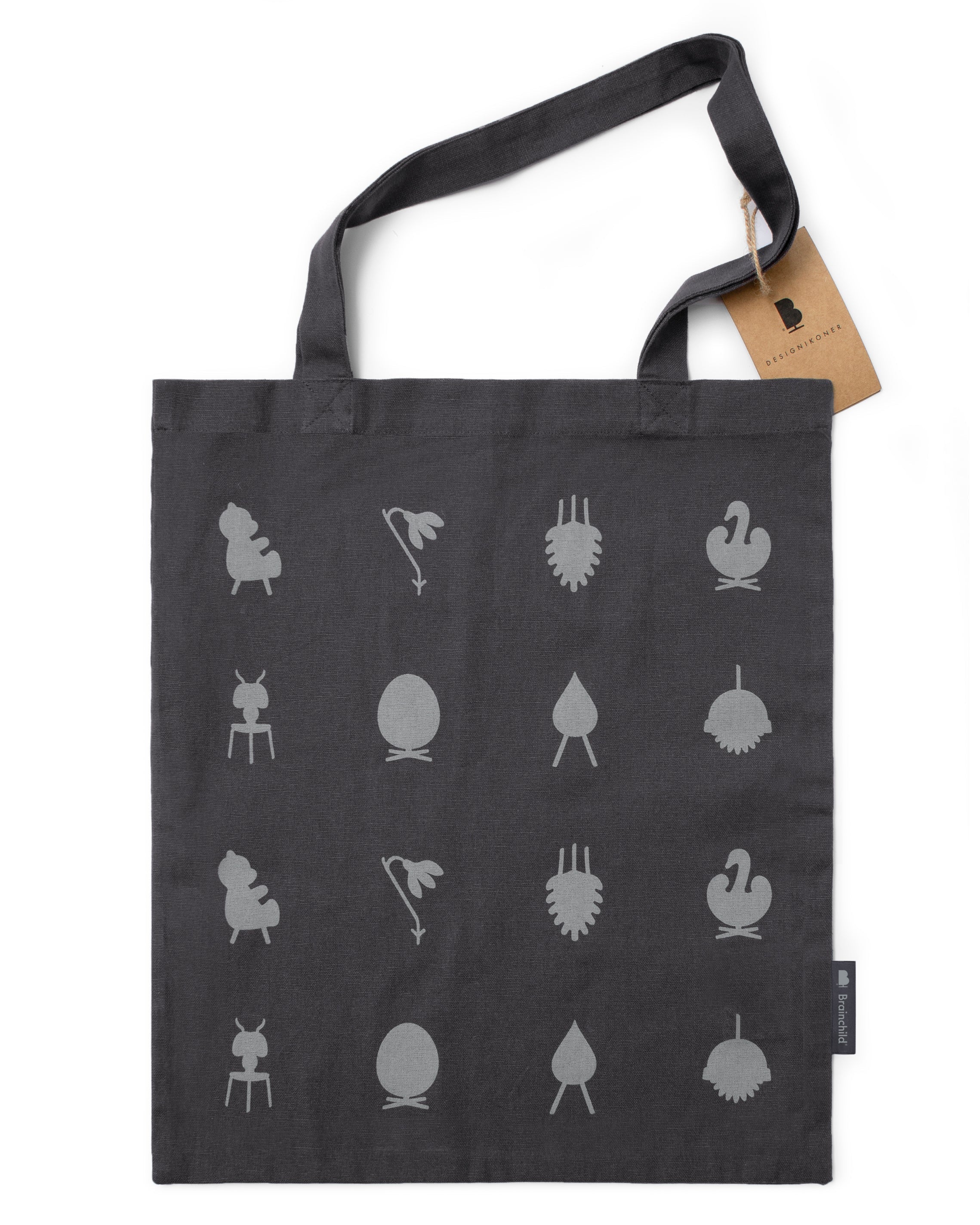 [product_category]-Brainchild Design Icons Carrying Bag, Dark Grey-Brainchild-5613713201127-7003-BRA-1