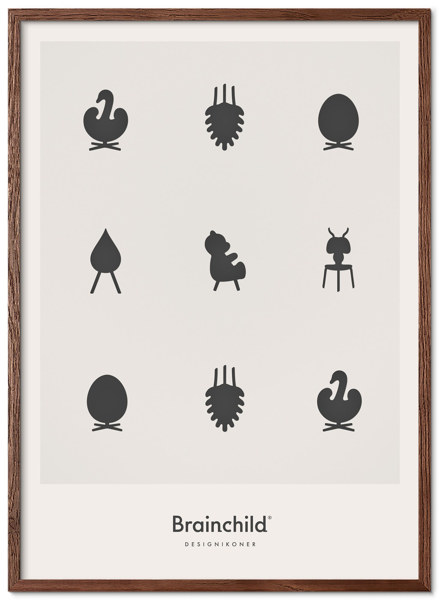 [product_category]-Brainchild Design Icons Poster Frame Made Of Dark Wood A5, Light Grey-Brainchild-IL-00001-B-BRA-1