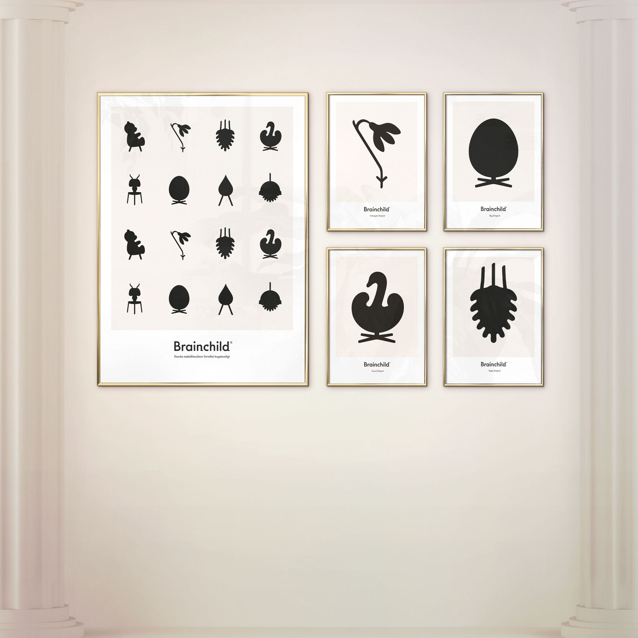 [product_category]-Brainchild Egg Design Icon Poster, Frame Made Of Dark Wood 50x70 Cm, Grey-Brainchild-IG-11003-B-BRA-8