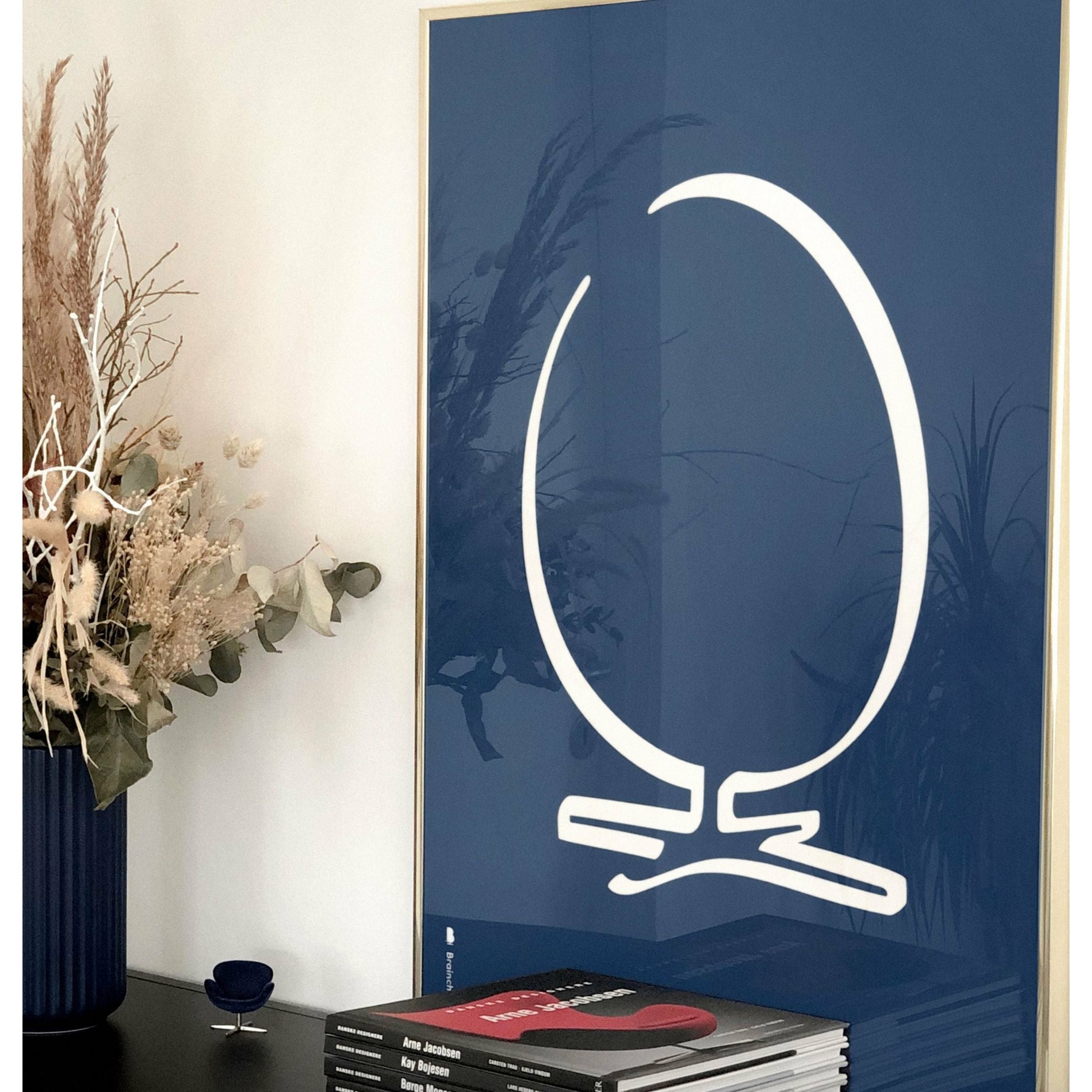 [product_category]-Brainchild Egg Line Poster, Frame Made Of Dark Wood 70x100 Cm, Blue Background-Brainchild-B-11004-B-BRA-4