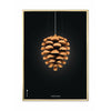 Brainchild Pine Cone Classic Poster, Brass Colored Frame 50x70 Cm, Black Background