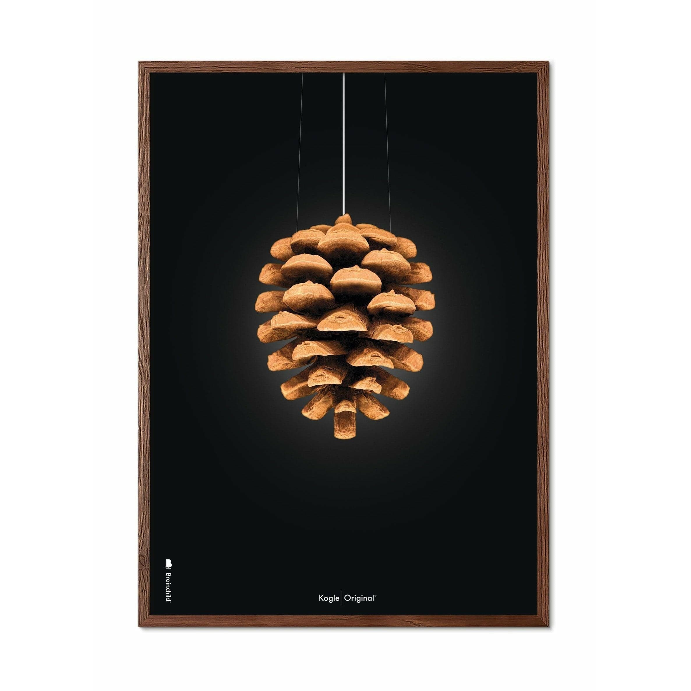 [product_category]-Brainchild Pine Cone Classic Poster, Dark Wood Frame A5, Black Background-Brainchild-23001-B-BRA-1