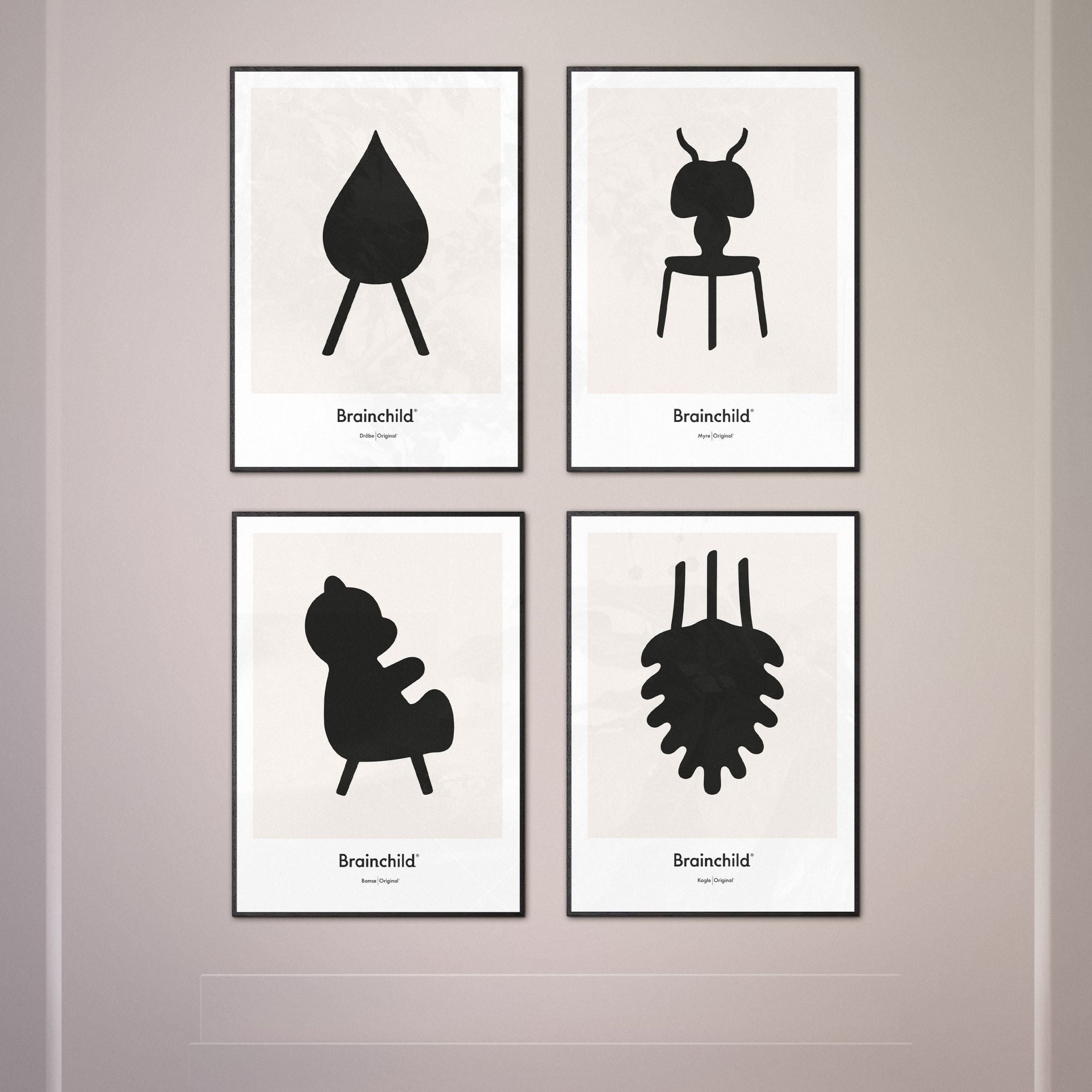 [product_category]-Brainchild Pine Cone Design Icon Poster, Frame Made Of Light Wood 30x40 Cm, Grey-Brainchild-IG-21002-A-BRA-5