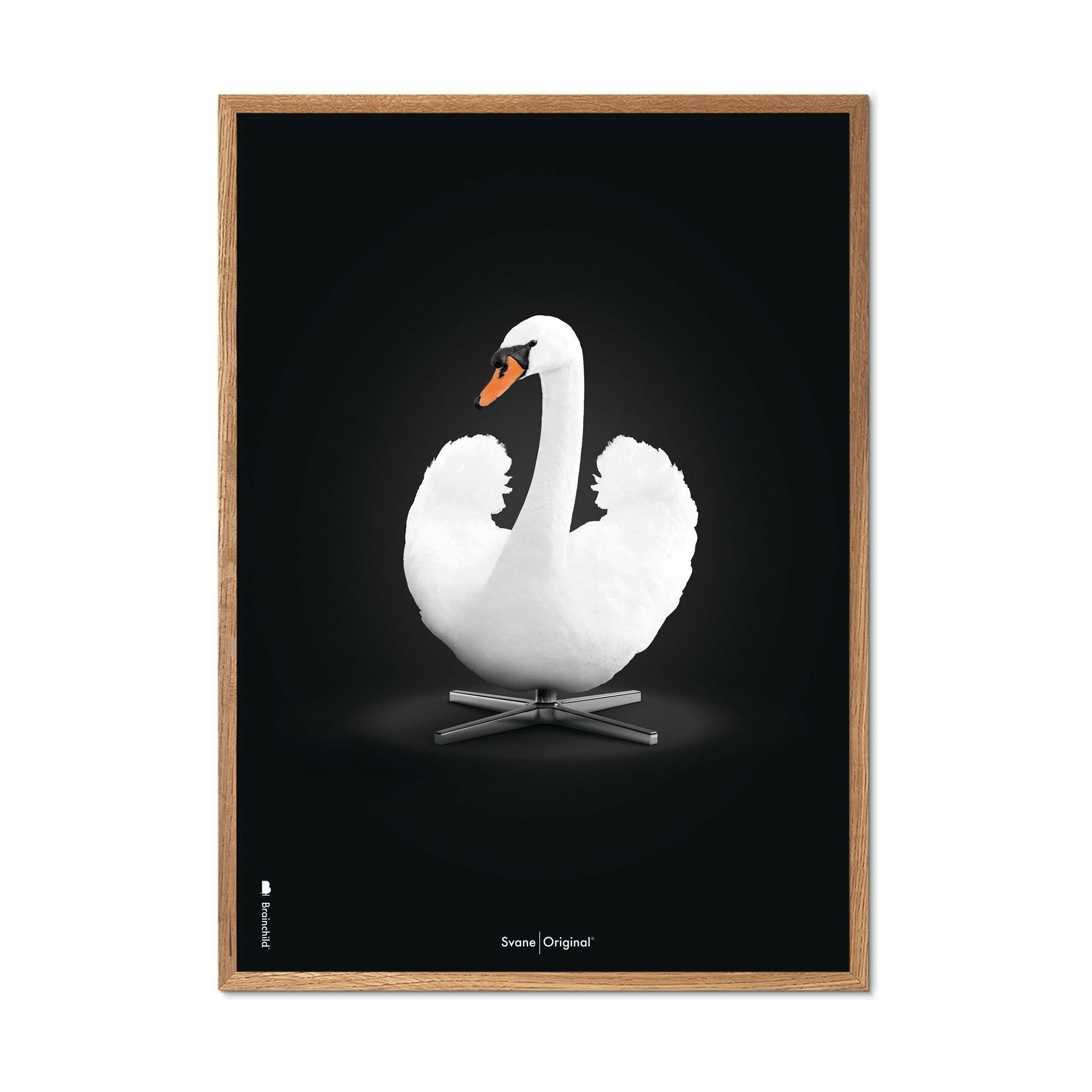 [product_category]-Brainchild Swan Classic Poster, Frame Made Of Light Wood 50x70 Cm, White/White Background-Brainchild-32003-A-BRA-1