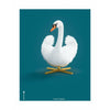 Brainchild Swan Classic Poster Without Frame 30 X40 Cm, Petroleum Blue Background