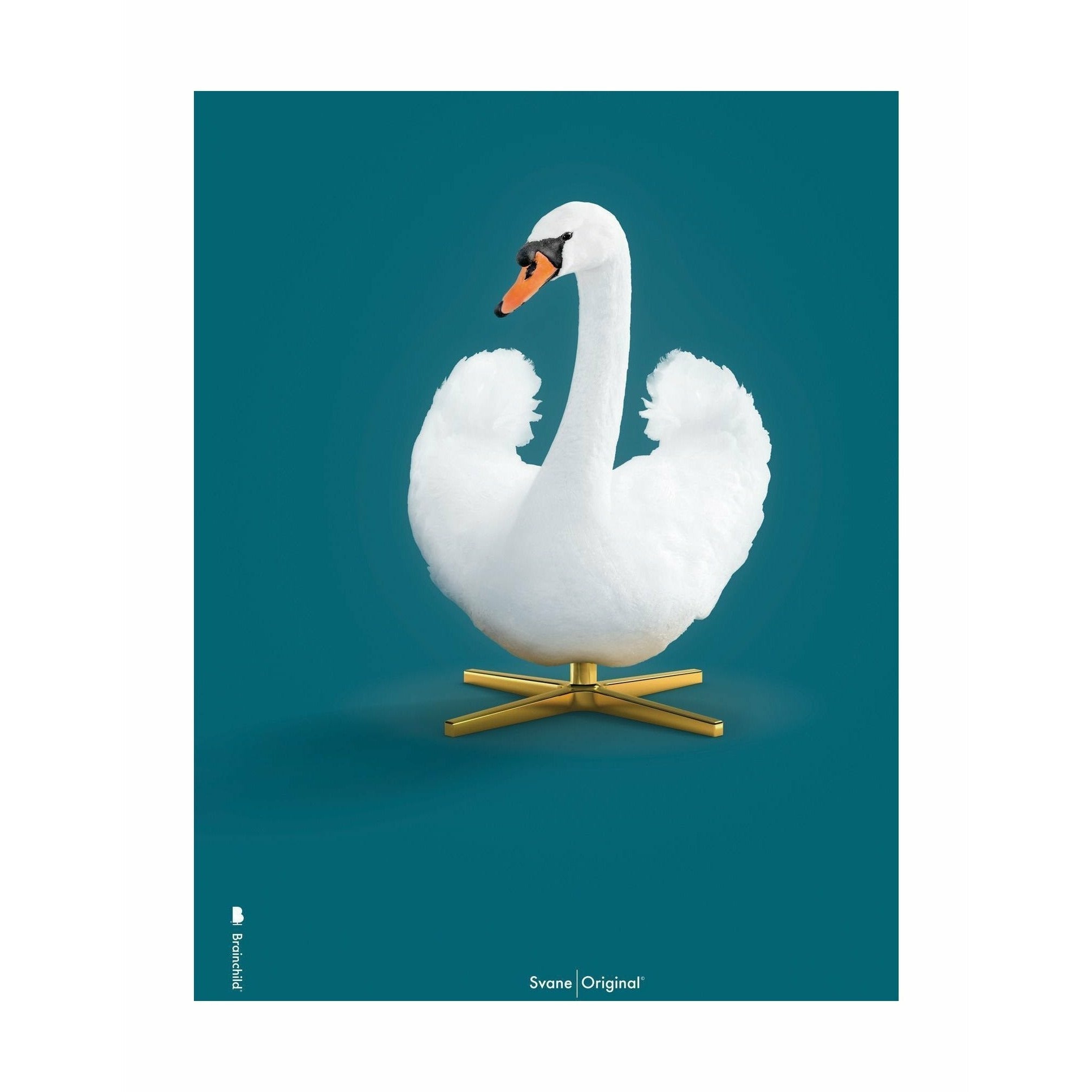 [product_category]-Brainchild Swan Classic Poster Without Frame 50 X70 Cm, Petroleum Blue Background-Brainchild-5713713200376-34003-BRA-1