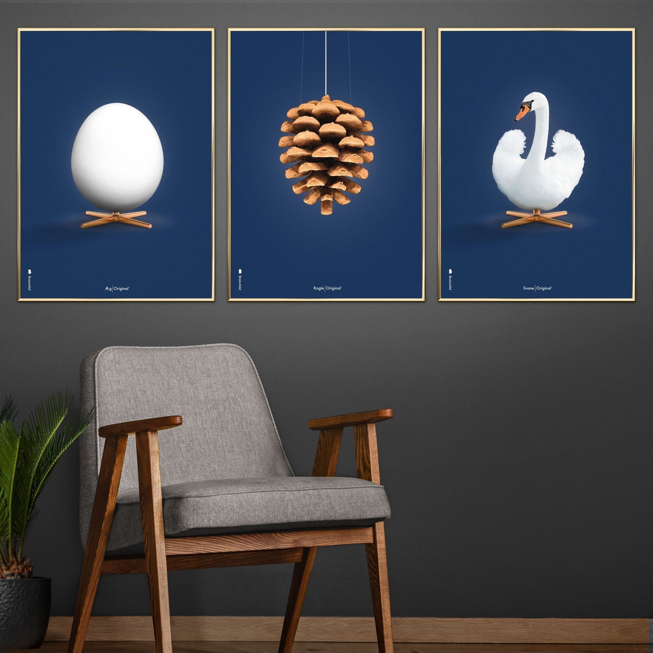 Brainchild Swan Classic Poster Without Frame A5, Dark Blue Background