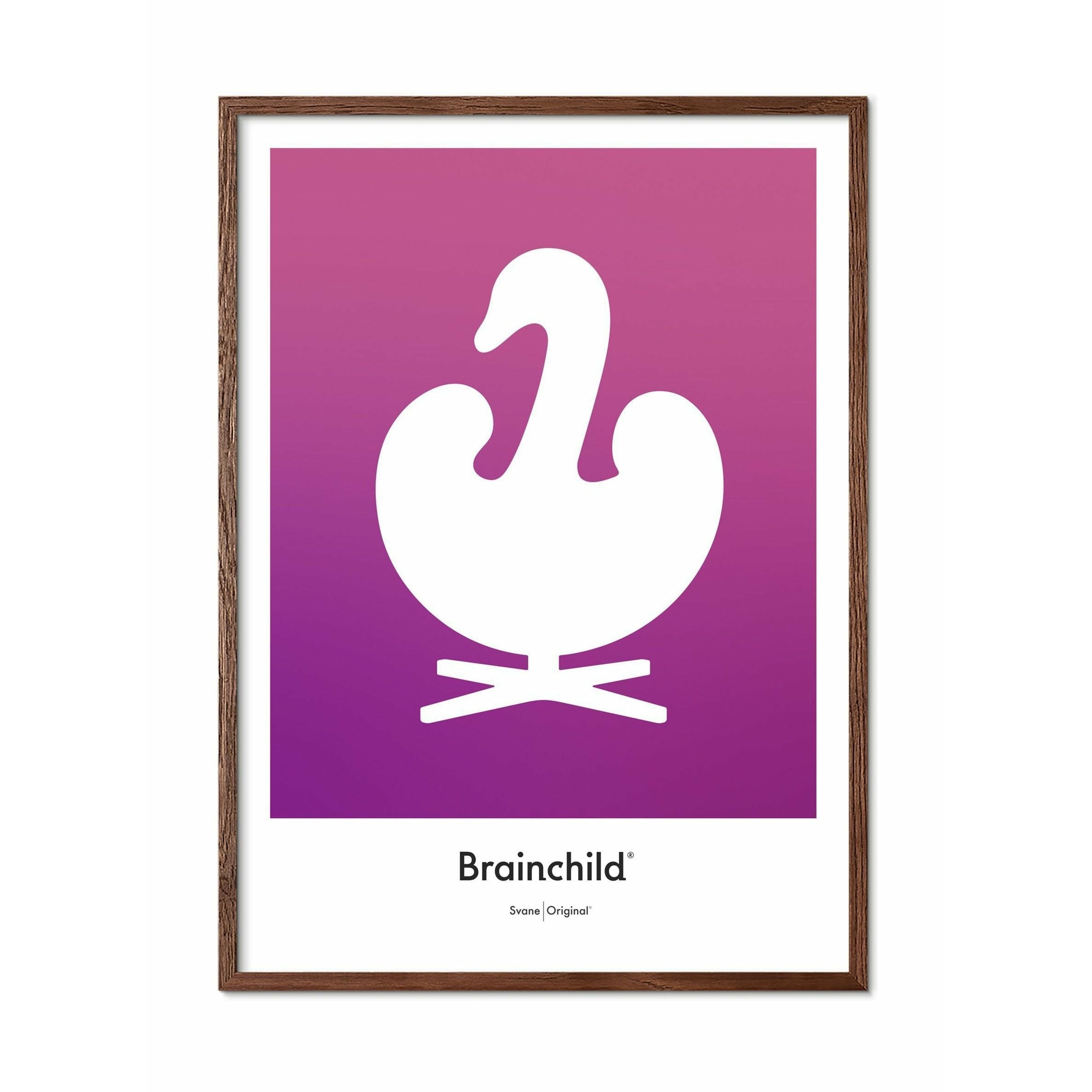 [product_category]-Brainchild Swan Design Icon Poster, Frame Made Of Dark Wood 30 X40 Cm, Purple-Brainchild-IF-31002-B-BRA-1