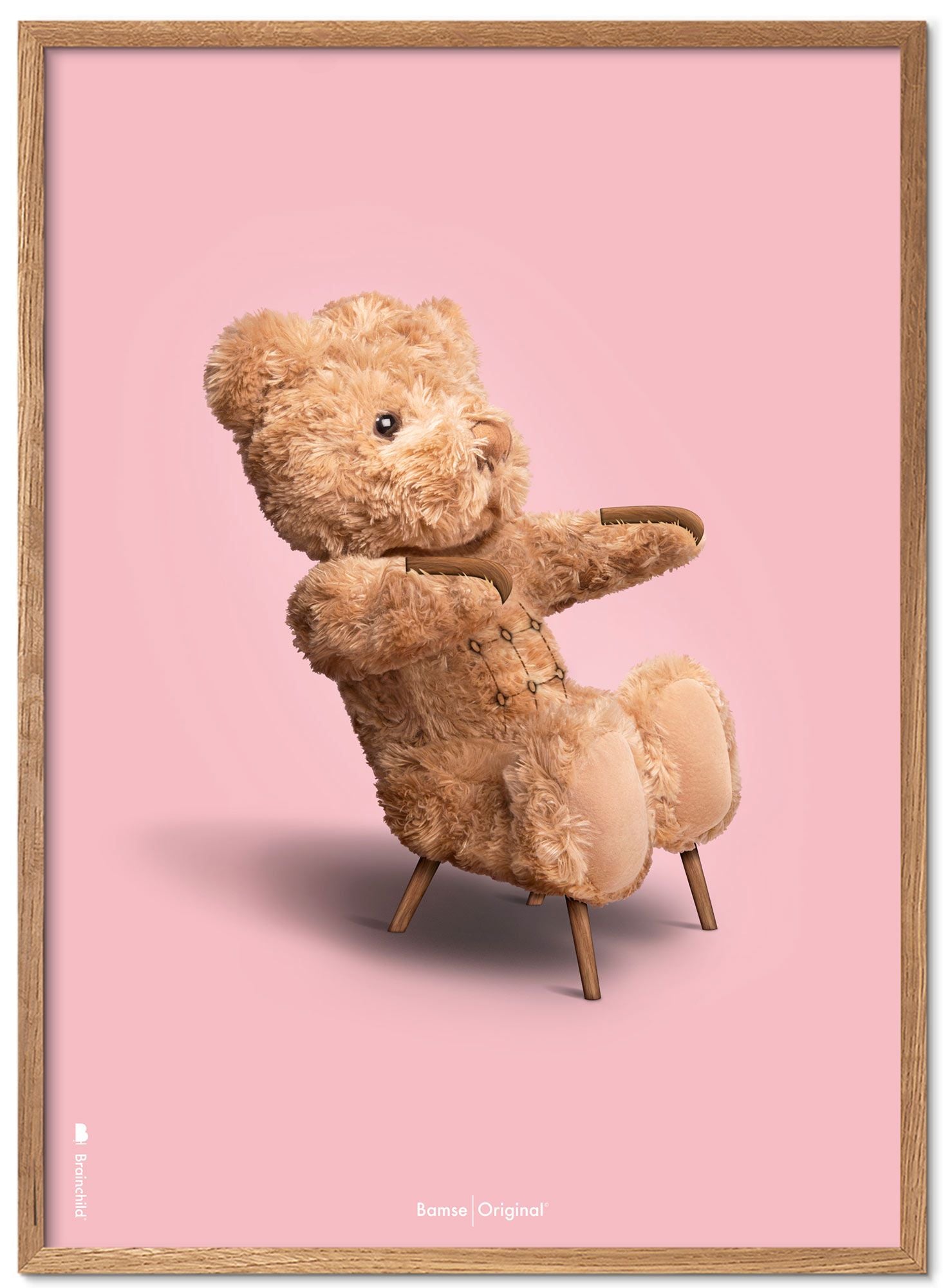 [product_category]-Brainchild Teddy Bear Classic Poster Frame Made Of Light Wood Ramme 30x40 Cm, Pink Background-Brainchild-78002-A-BRA-1