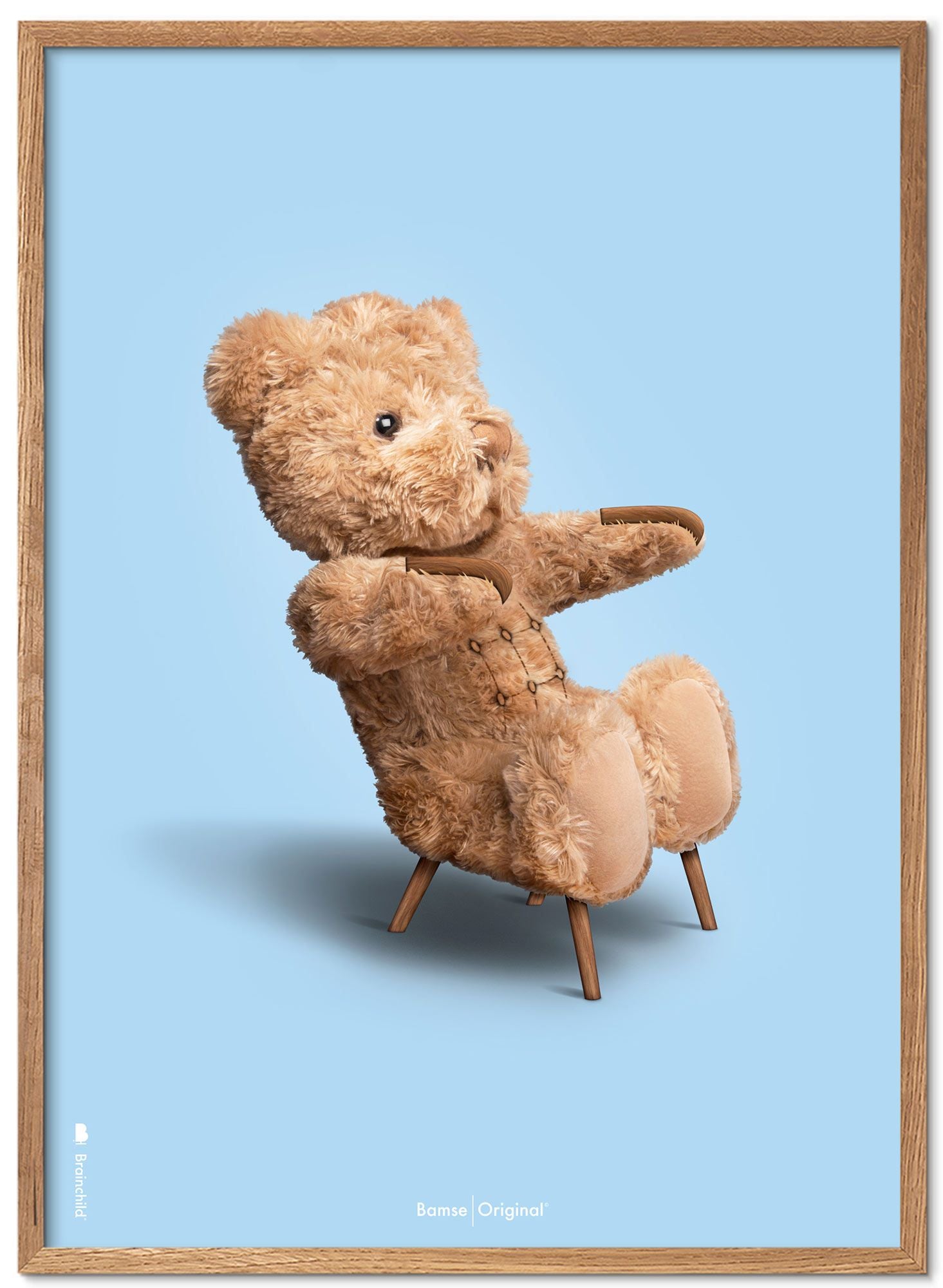 [product_category]-Brainchild Teddy Bear Classic Poster Light Wood Frame Ramme A5, Light Blue Background-Brainchild-77001-A-BRA-1