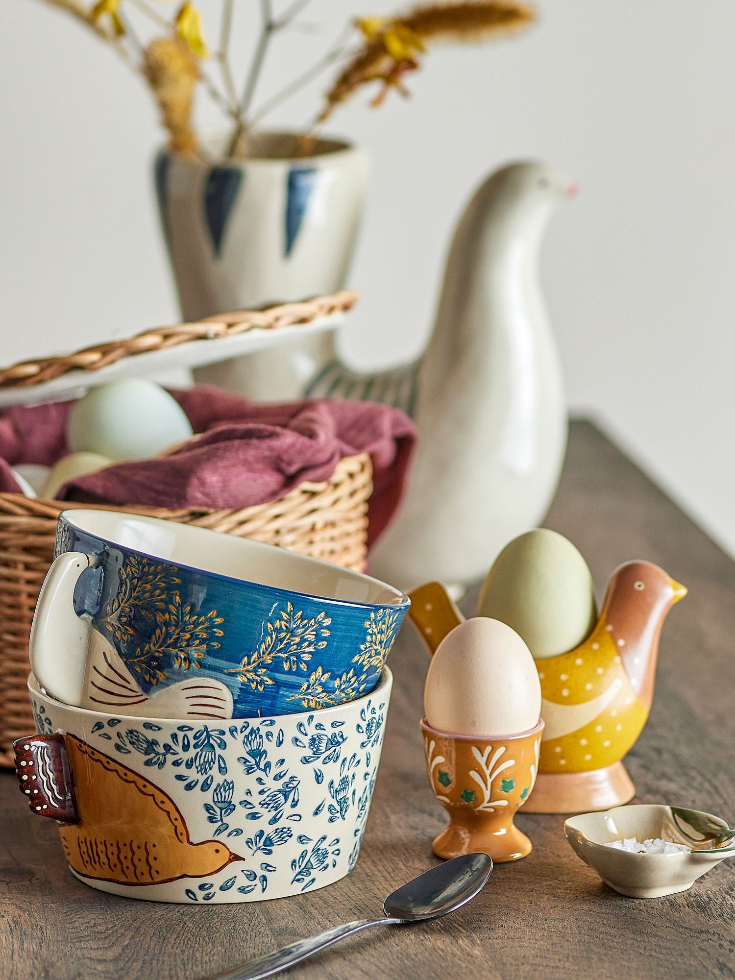Bloomingville Birdy Egg Cup, Blue, Stoneware