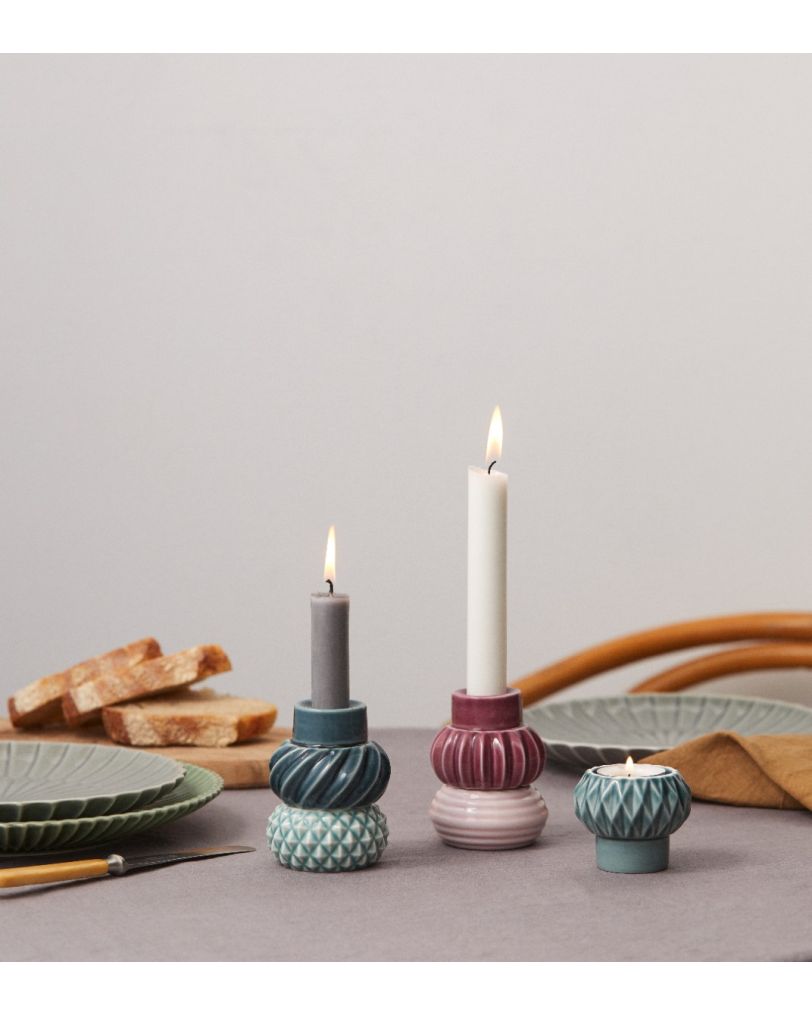 Dottir Samsurium Candlestack Two, Petrol & Peacock 2 stk.