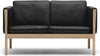Carl Hansen Ch162 Sofa, Oiled Oak/Black Leather