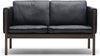 Carl Hansen Ch162 Sofa, Oiled Walnut/Black Leather
