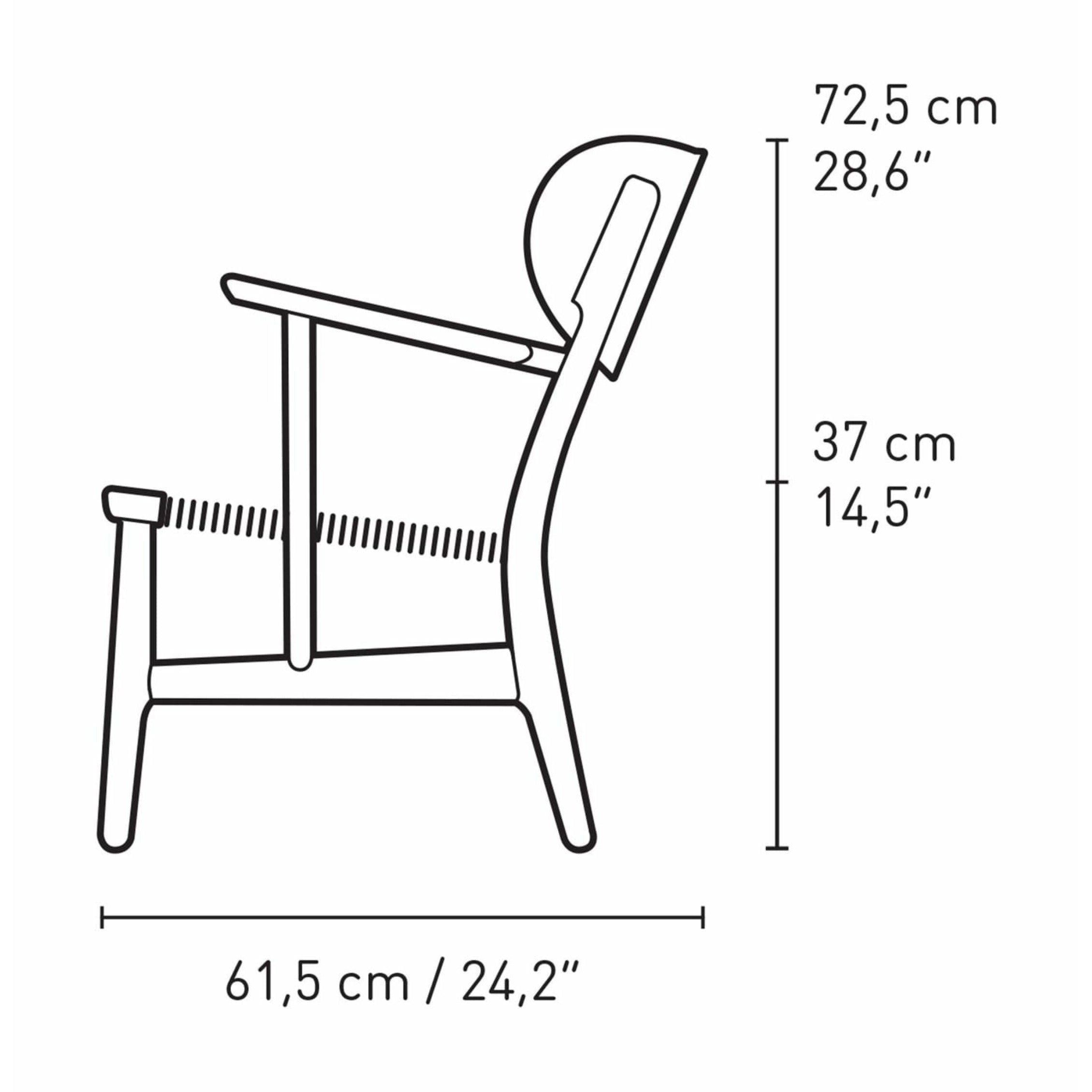 Carl Hansen CH22 Loungestol Eg, Pewter Blå/Natur Flet - Særudgave