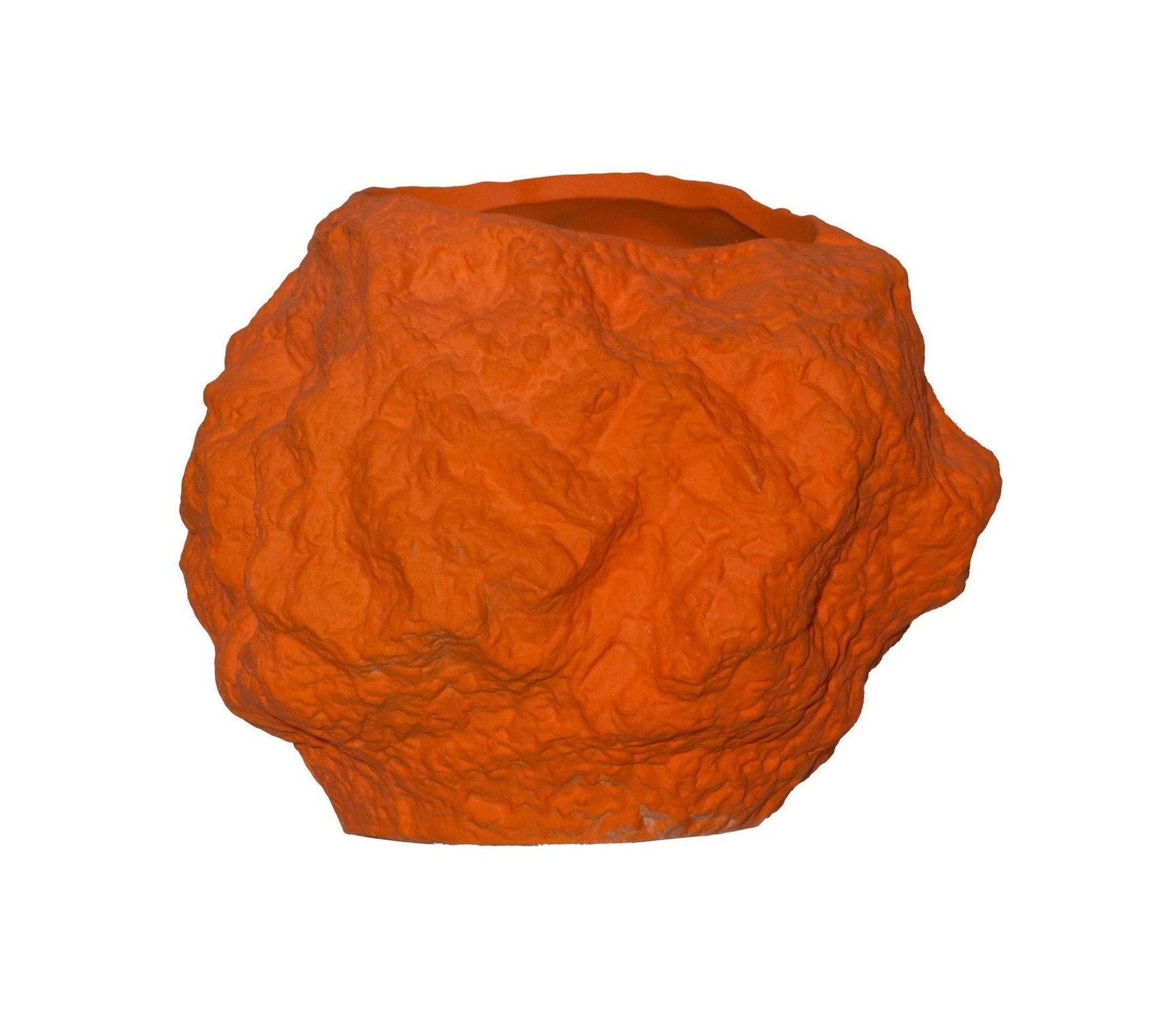 Ceramic vase w. look of rock, in trendy orange CHU20OR