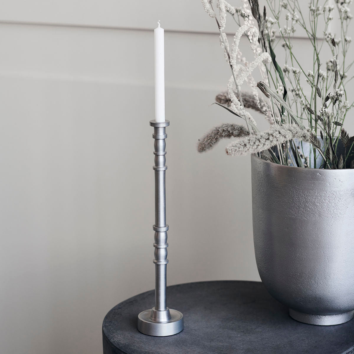 House Doctor Candle stand, HDJersey, Silver oxidized