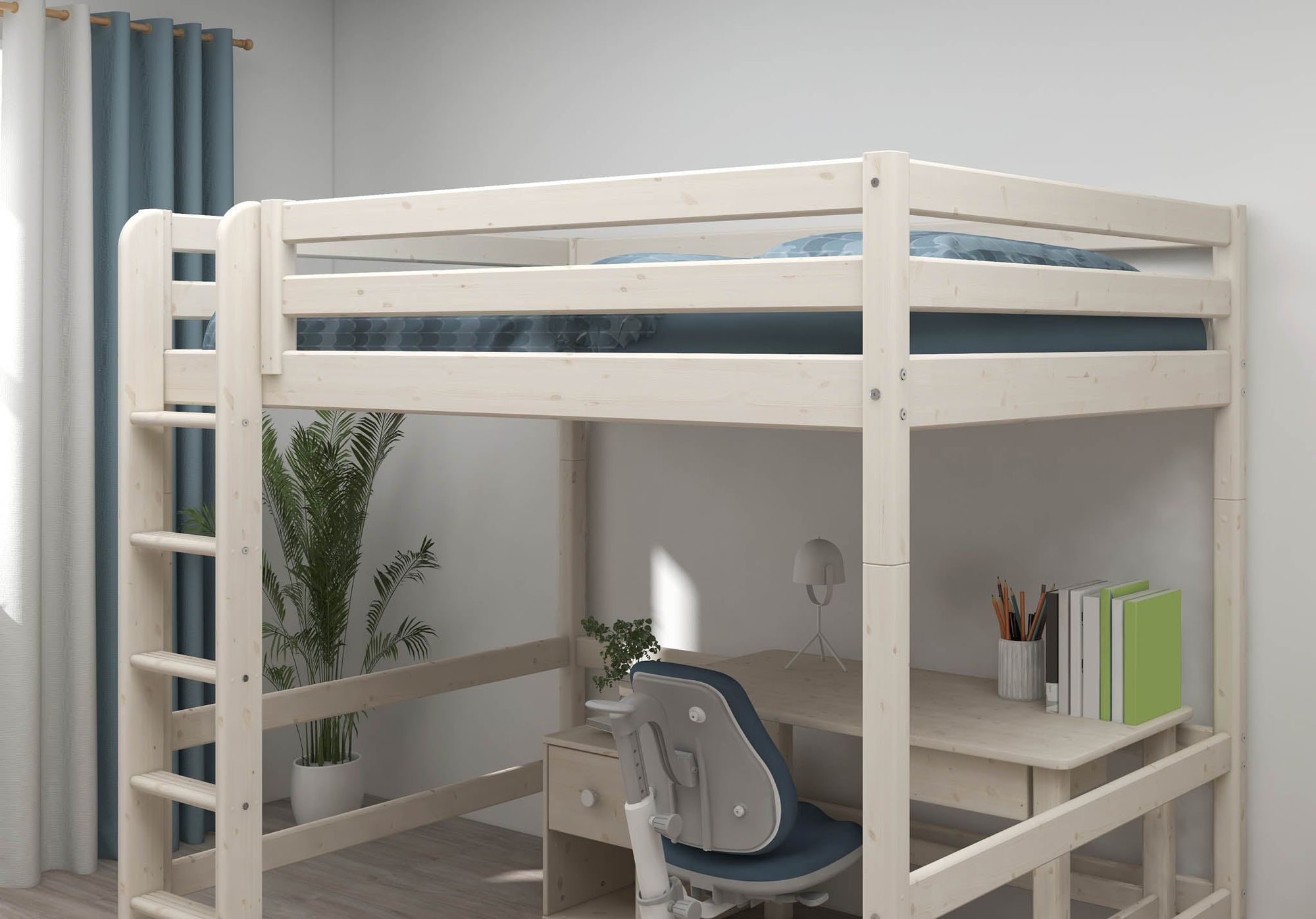 FLEXA High bed with straight ladder