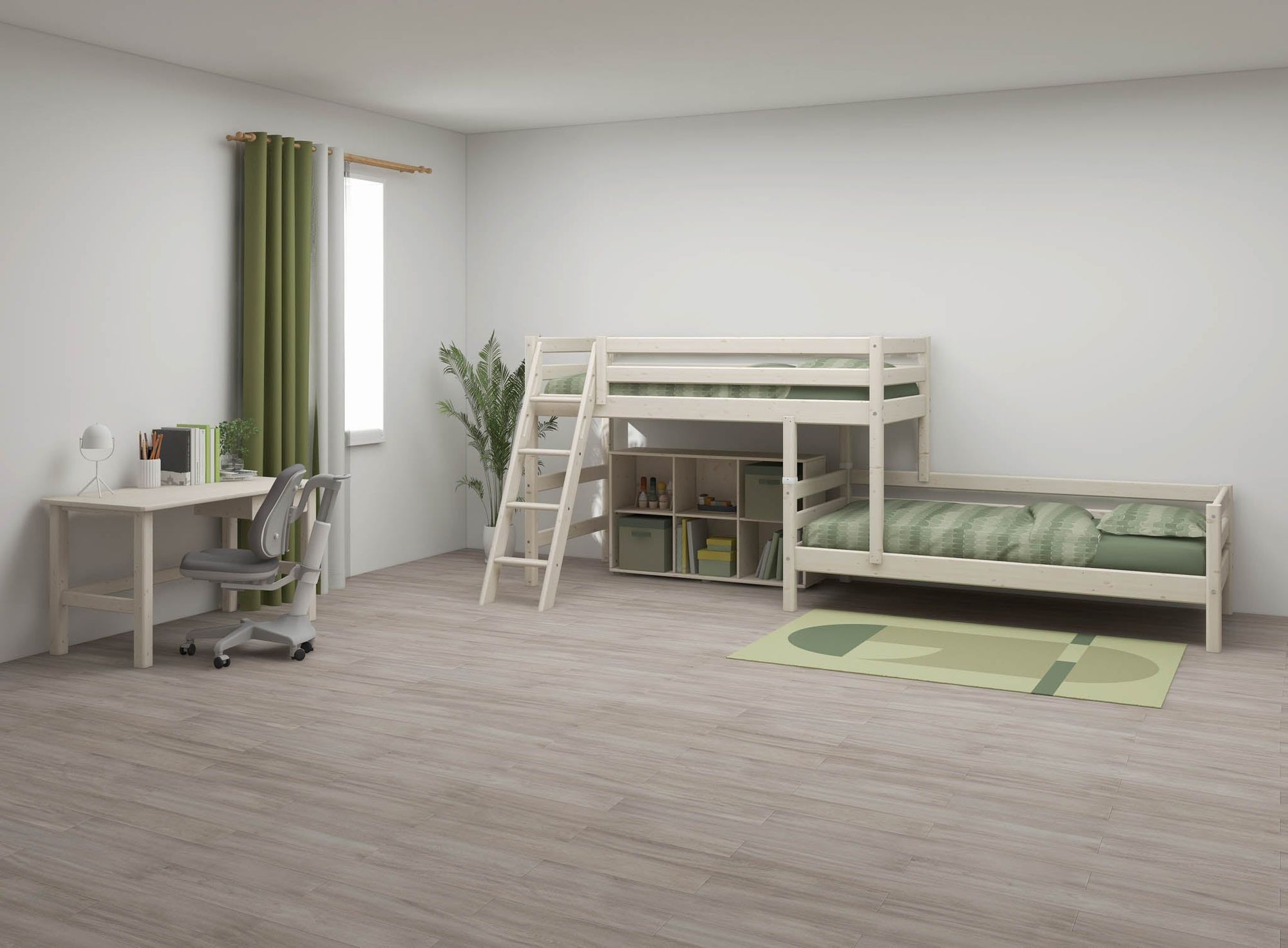 FLEXA Semi-high bed w. slanting ladder