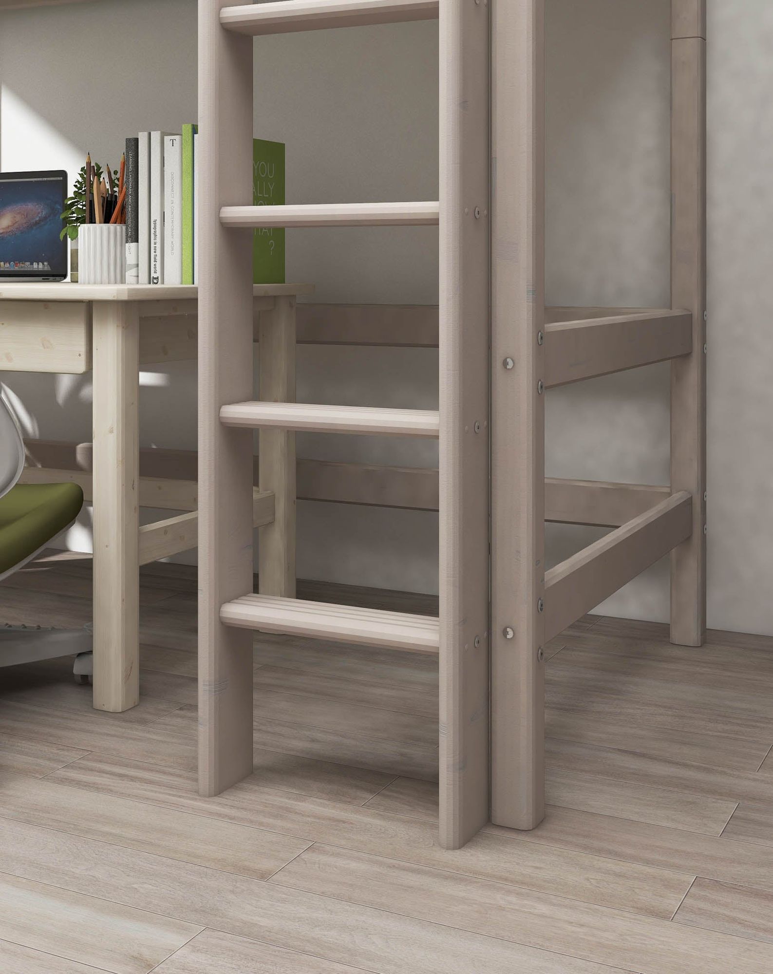 FLEXA High bed with straight ladder