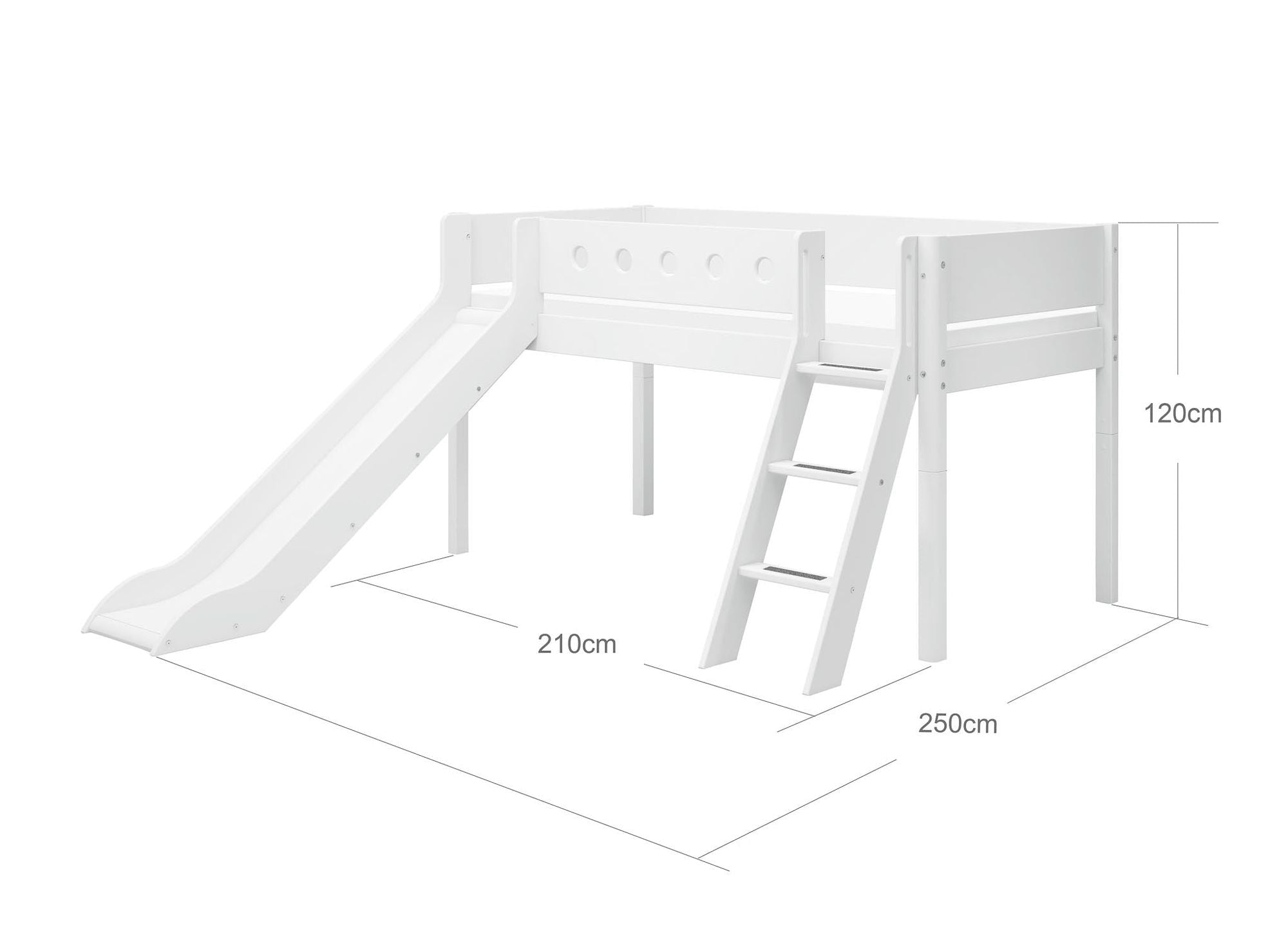 FLEXA Mid-high bed w. slanting ladder and slide